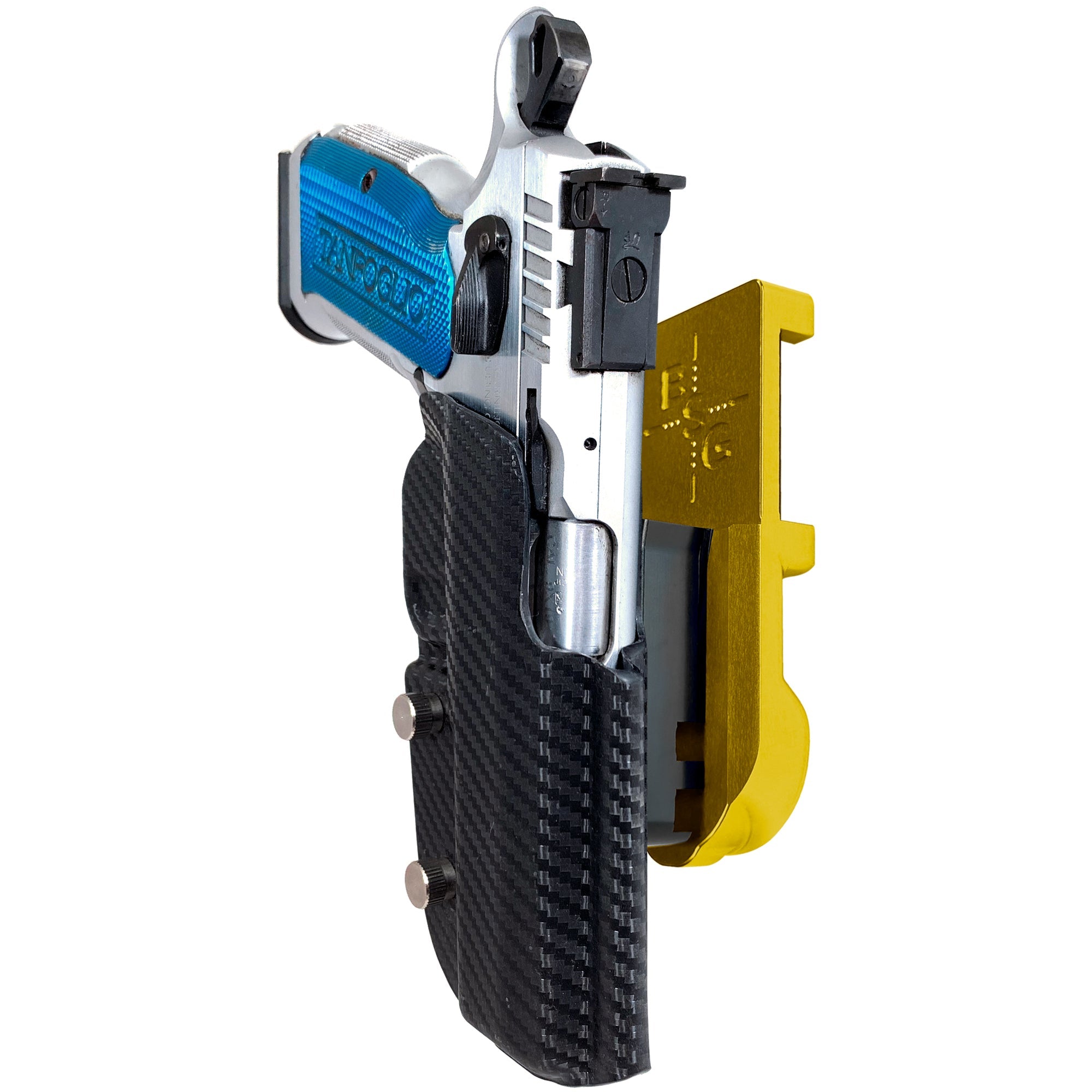 Tanfoglio Stock 2 IPSC/USPA Quick Mount Holster with 24K Gold Belt Attachment, Carbon Fiber Holster Shell