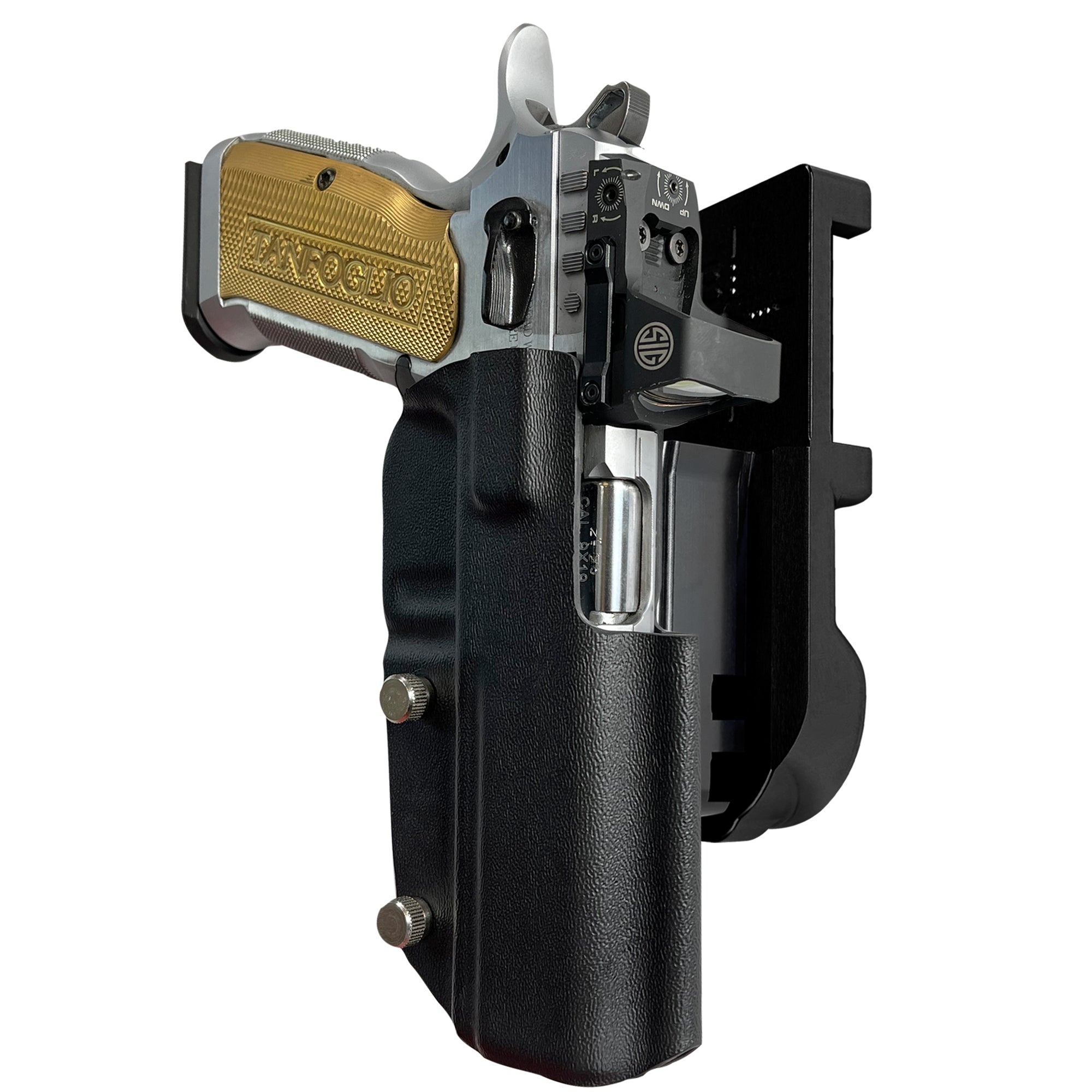 Tanfoglio Stock 3 IPSC/USPA Quick Mount Holster with Black Belt Attachment, Black Holster Shell