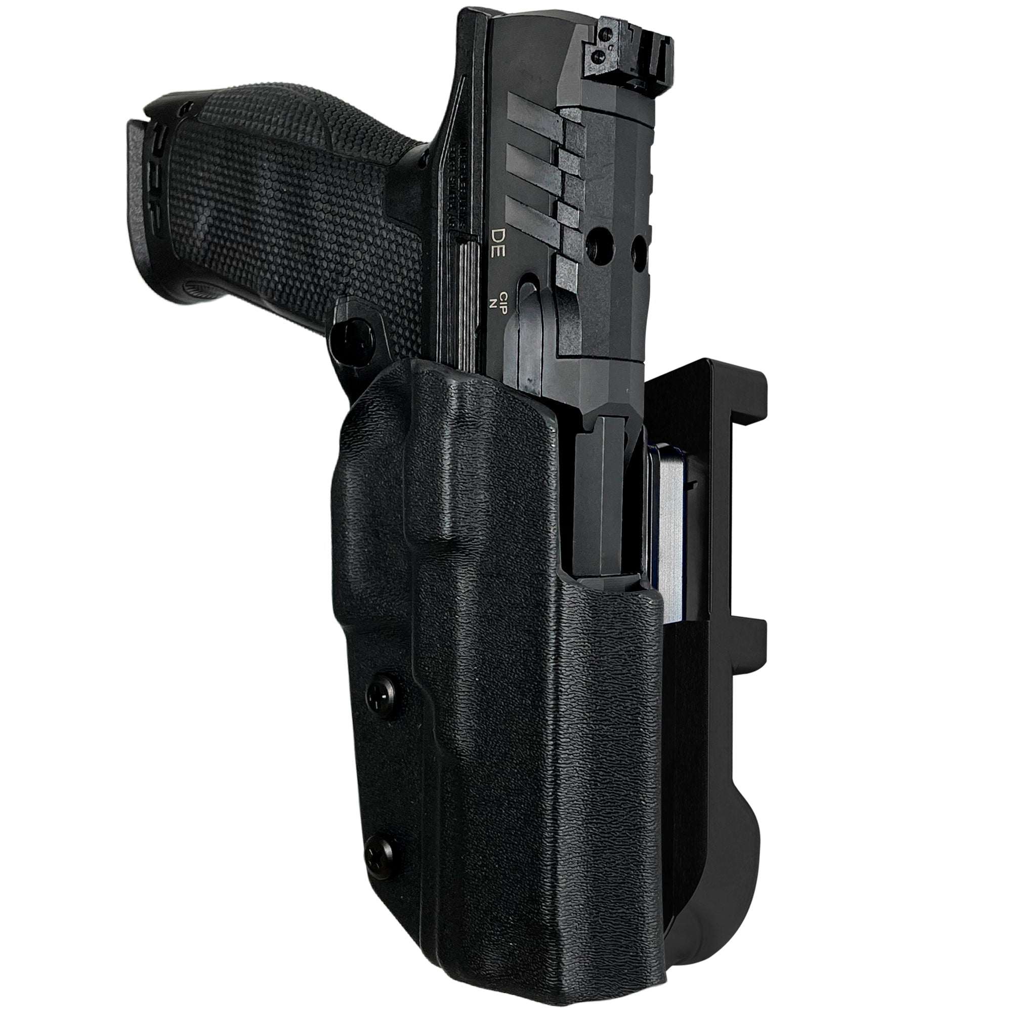Walther PDP 4.5''' Polymer Frame IDPA Quick Mount Holster with Black Belt Attachment, Black Holster Shell