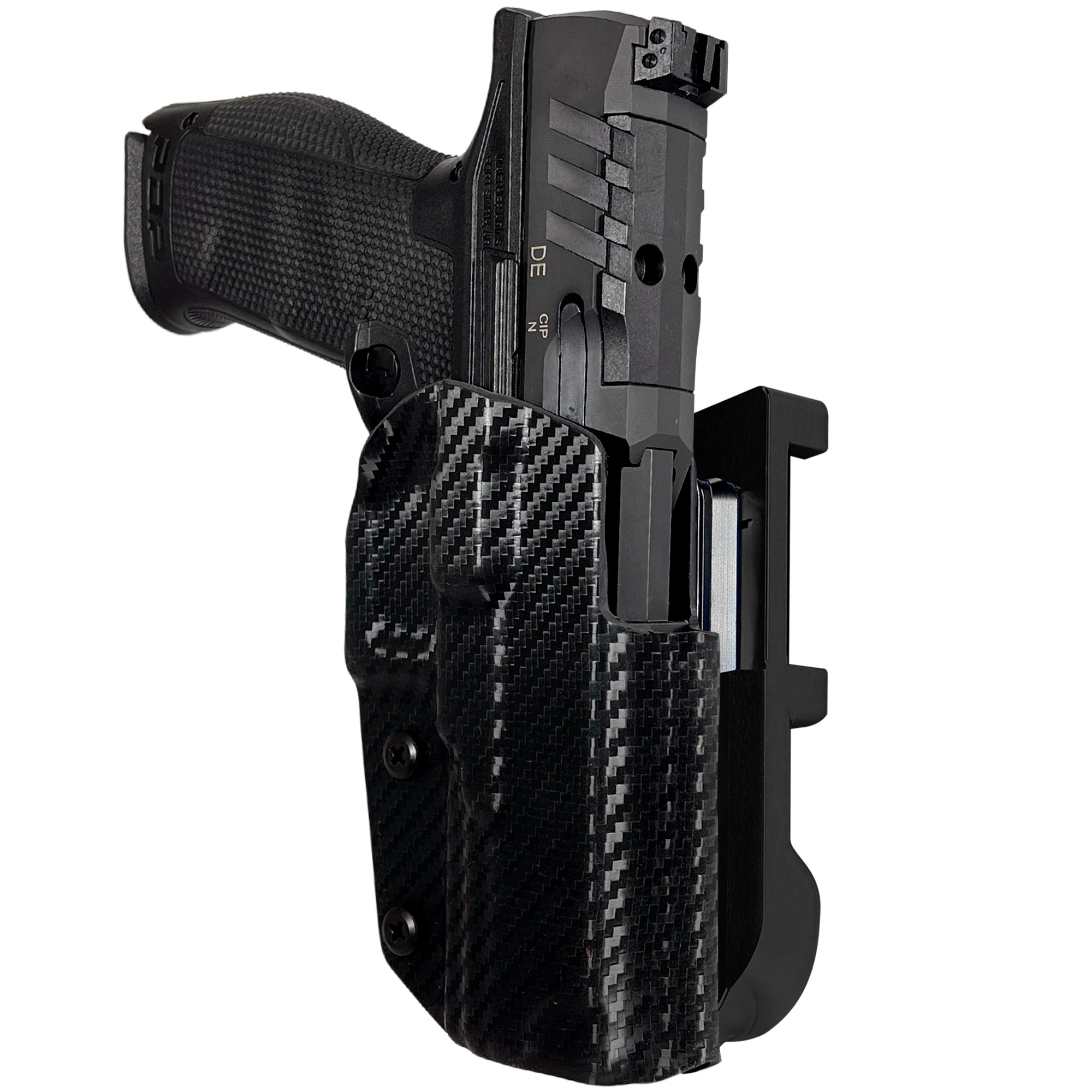 Walther PDP 5'' IDPA Quick Mount Holster with Black Belt Attachment, Carbon Fiber Holster Shell