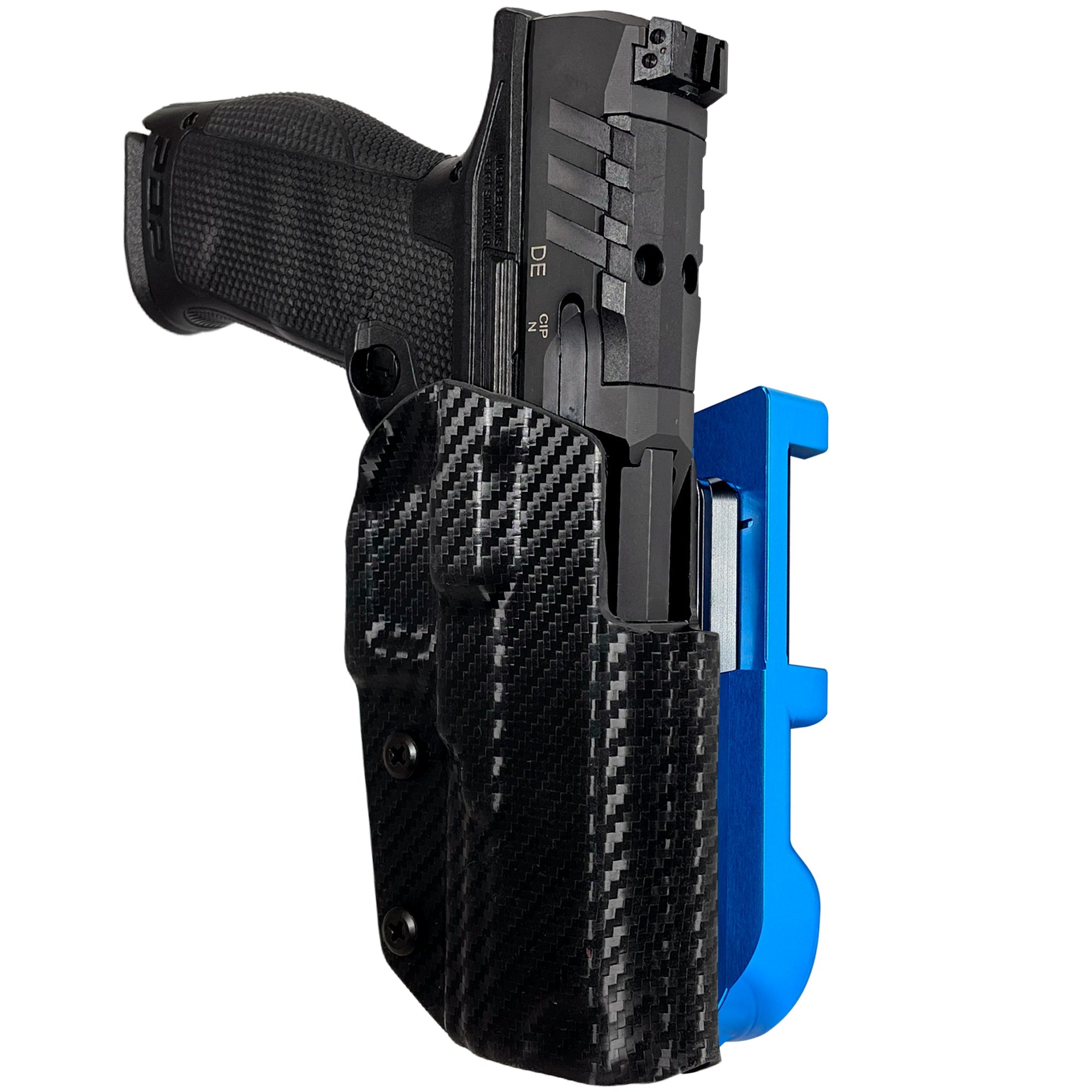 Walther PDP 5'' IDPA Quick Mount Holster with Blue Belt Attachment, Carbon Fiber Holster Shell