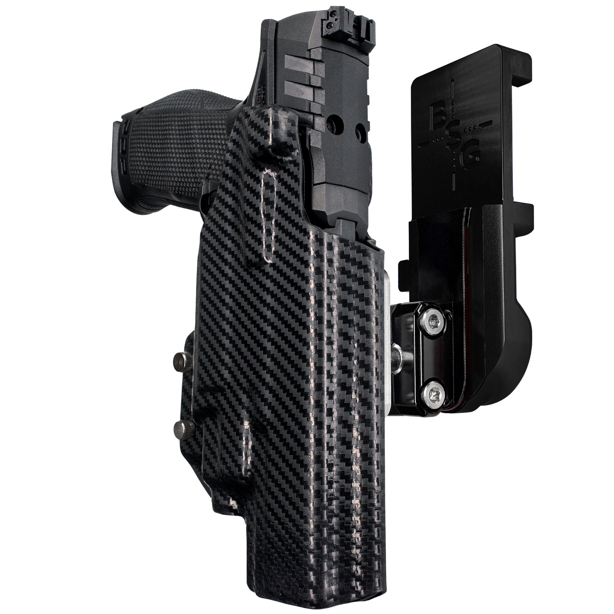 Walther PDP 5'' TLR-7/8 IPSC/USPA Quick Mount Ball Joint Holster with Black Belt Attachment, Carbon Fiber Holster Shell