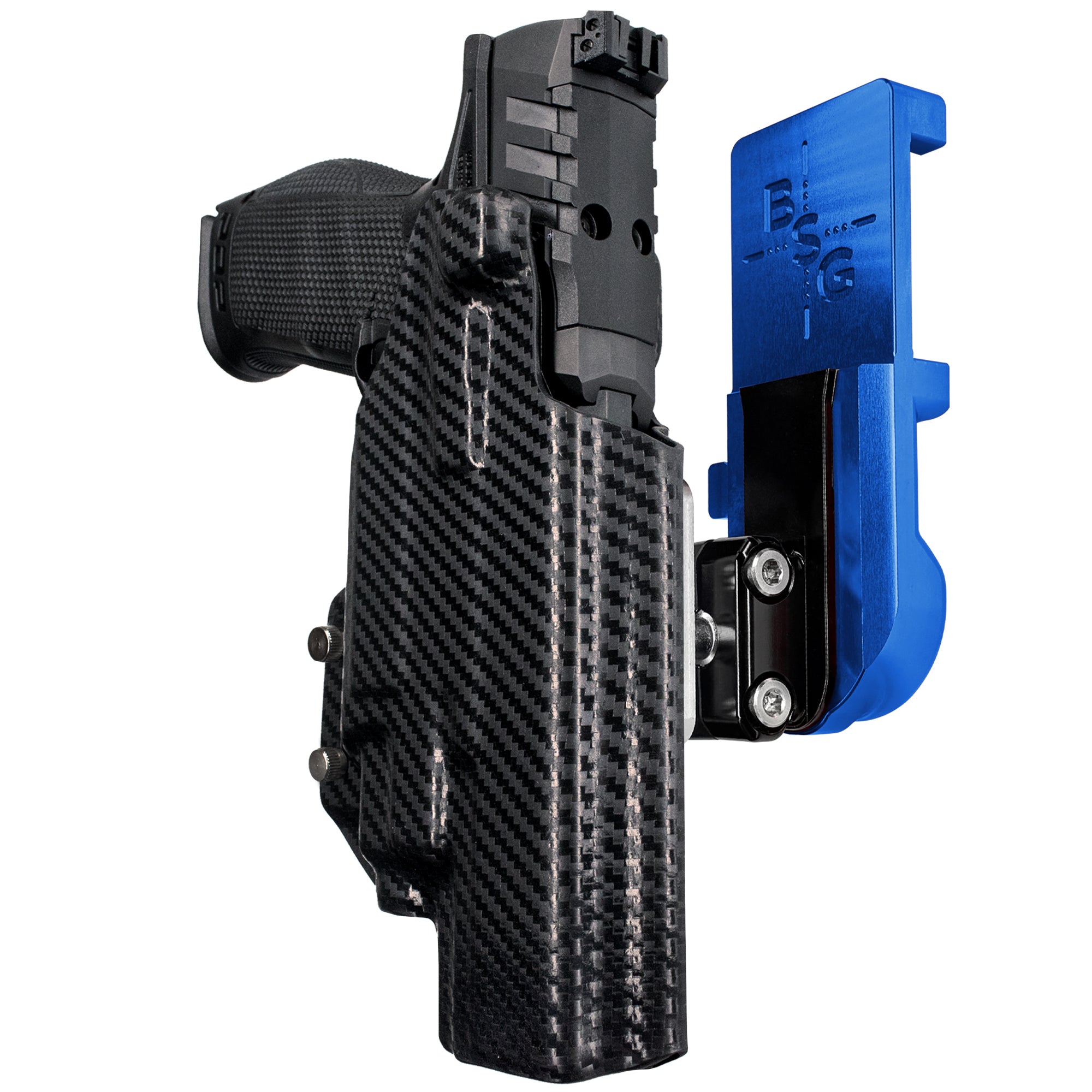 Walther PDP 5'' TLR-7/8 IPSC/USPA Quick Mount Ball Joint Holster with Blue Belt Attachment, Carbon Fiber Holster Shell