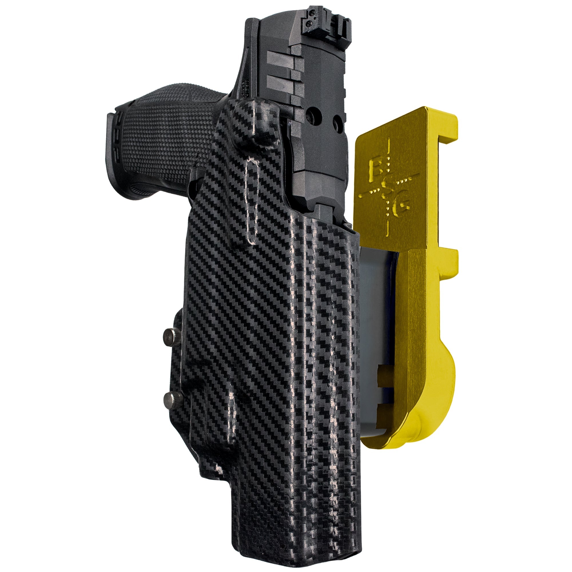 Walther PDP 5'' TLR-7/8 IPSC/USPA Quick Mount Holster with 24K Gold Belt Attachment, Carbon Fiber Holster Shell