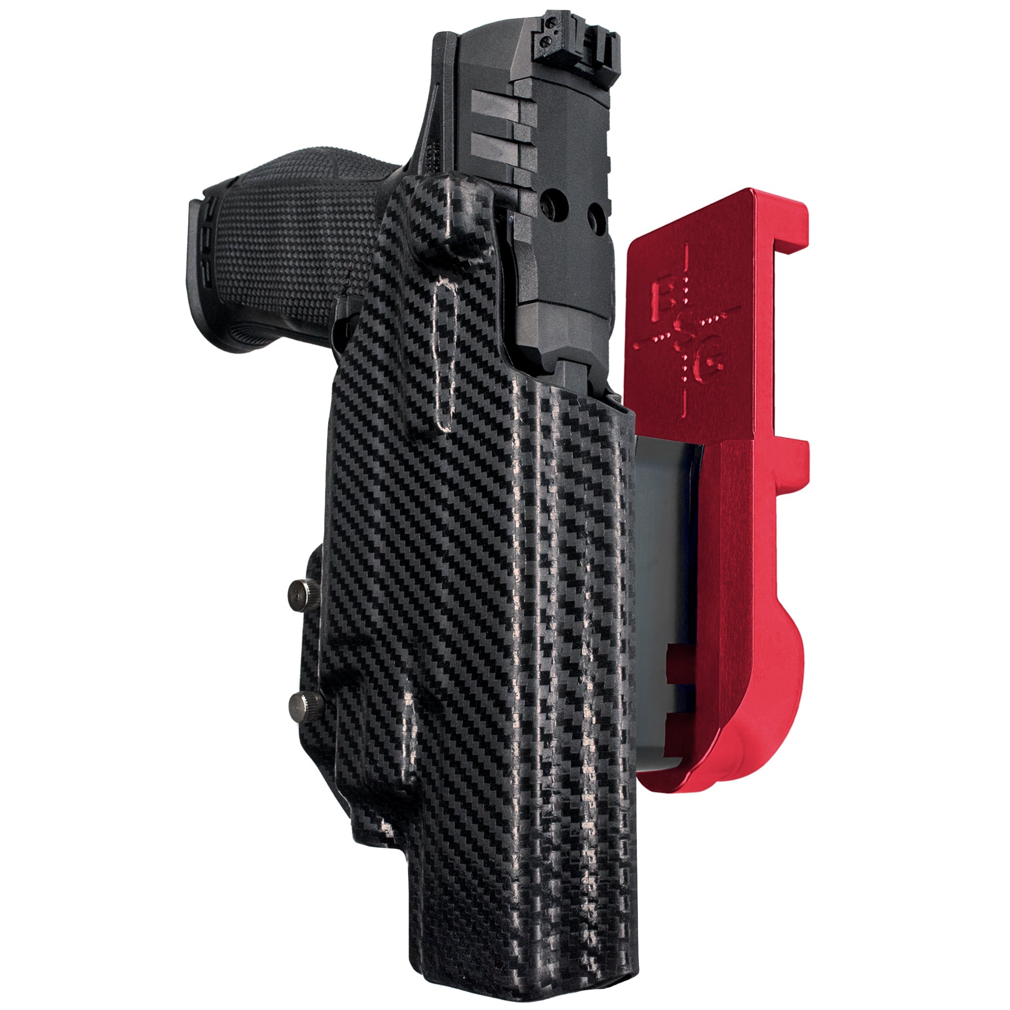 Walther PDP 5'' TLR-7/8 IPSC/USPA Quick Mount Holster with Red Belt Attachment, Carbon Fiber Holster Shell