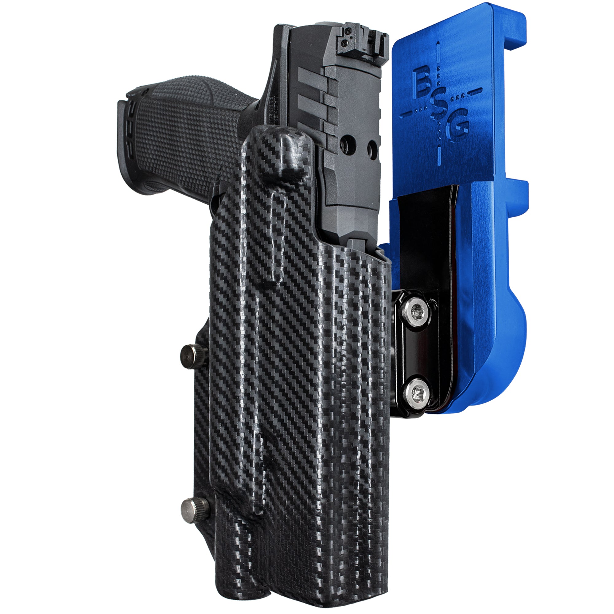 Walther PDP 5'' X300U-A IPSC/USPA Quick Mount Ball Joint Holster with Blue Belt Attachment, Carbon Fiber Holster Shell