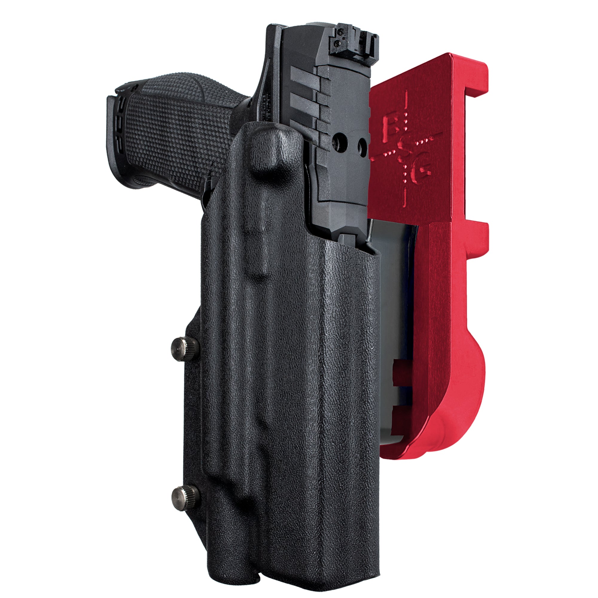 Walther PDP 5'' X300U-A IPSC/USPA Quick Mount Holster with Red Belt Attachment, Black Holster Shell