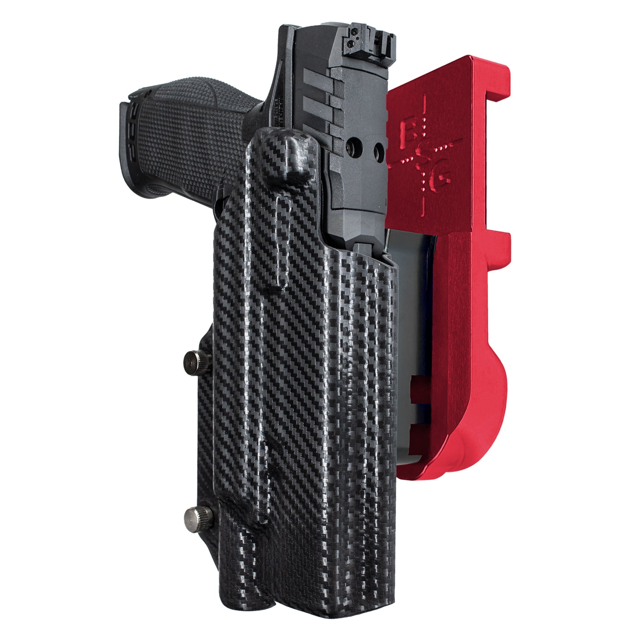 Walther PDP 5'' X300U-A IPSC/USPA Quick Mount Holster with Red Belt Attachment, Carbon Fiber Holster Shell