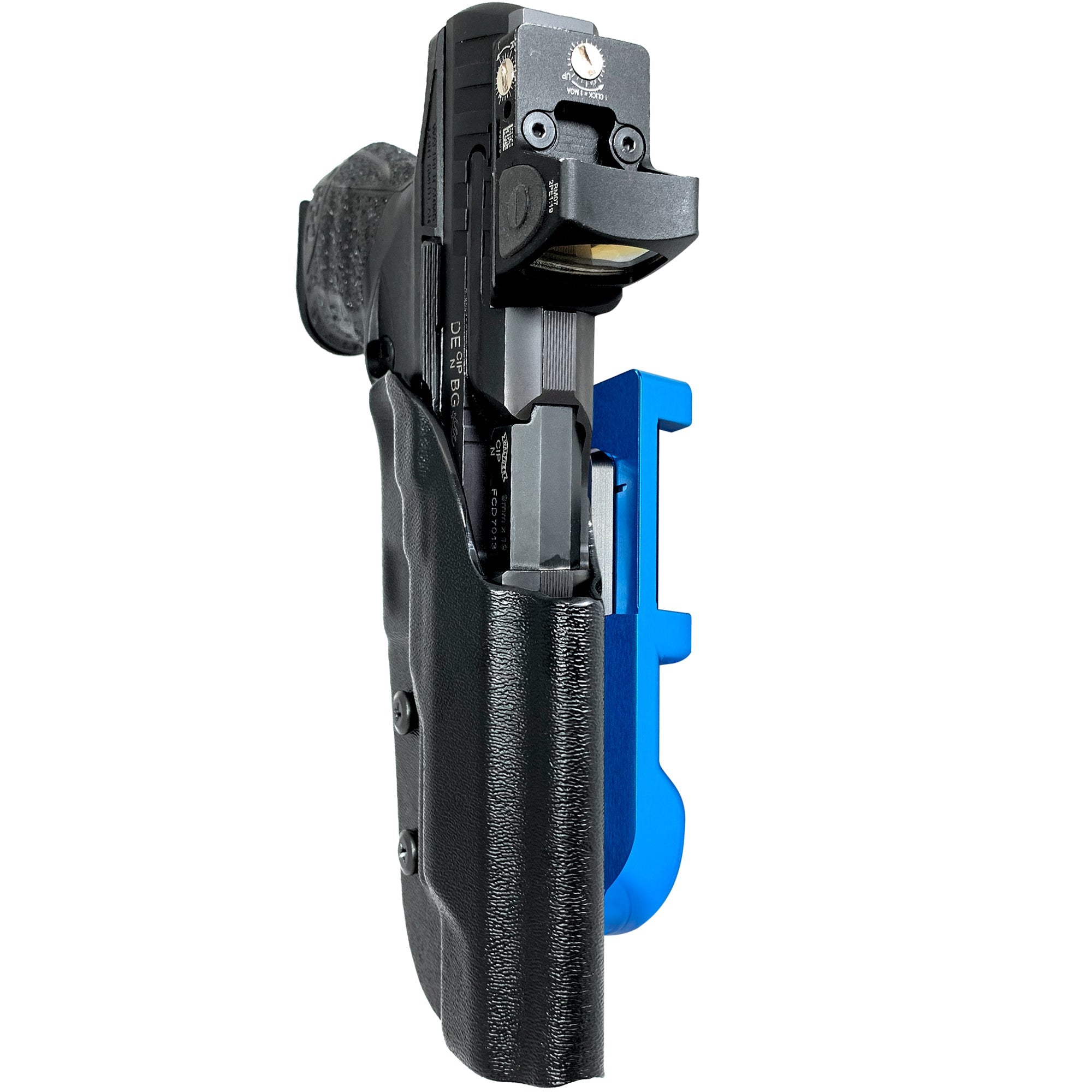 Walther Q5 Match Polymer IDPA Quick Mount Holster with Blue Belt Attachment, Black Holster Shell