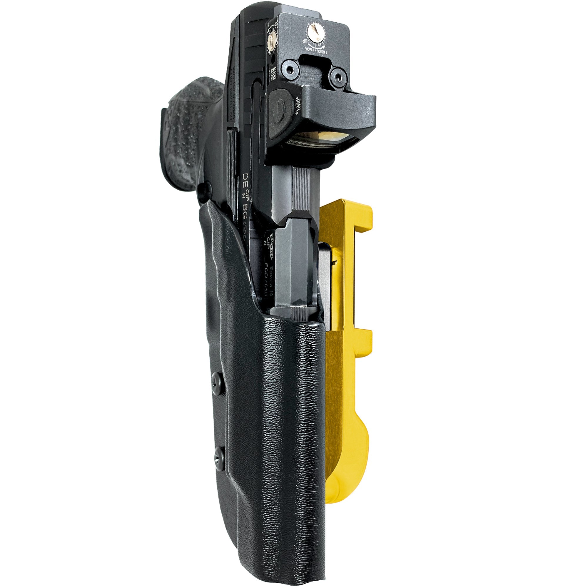 Walther Q5 Match Polymer IDPA Quick Mount Holster with 24K Gold Belt Attachment, Black Holster Shell