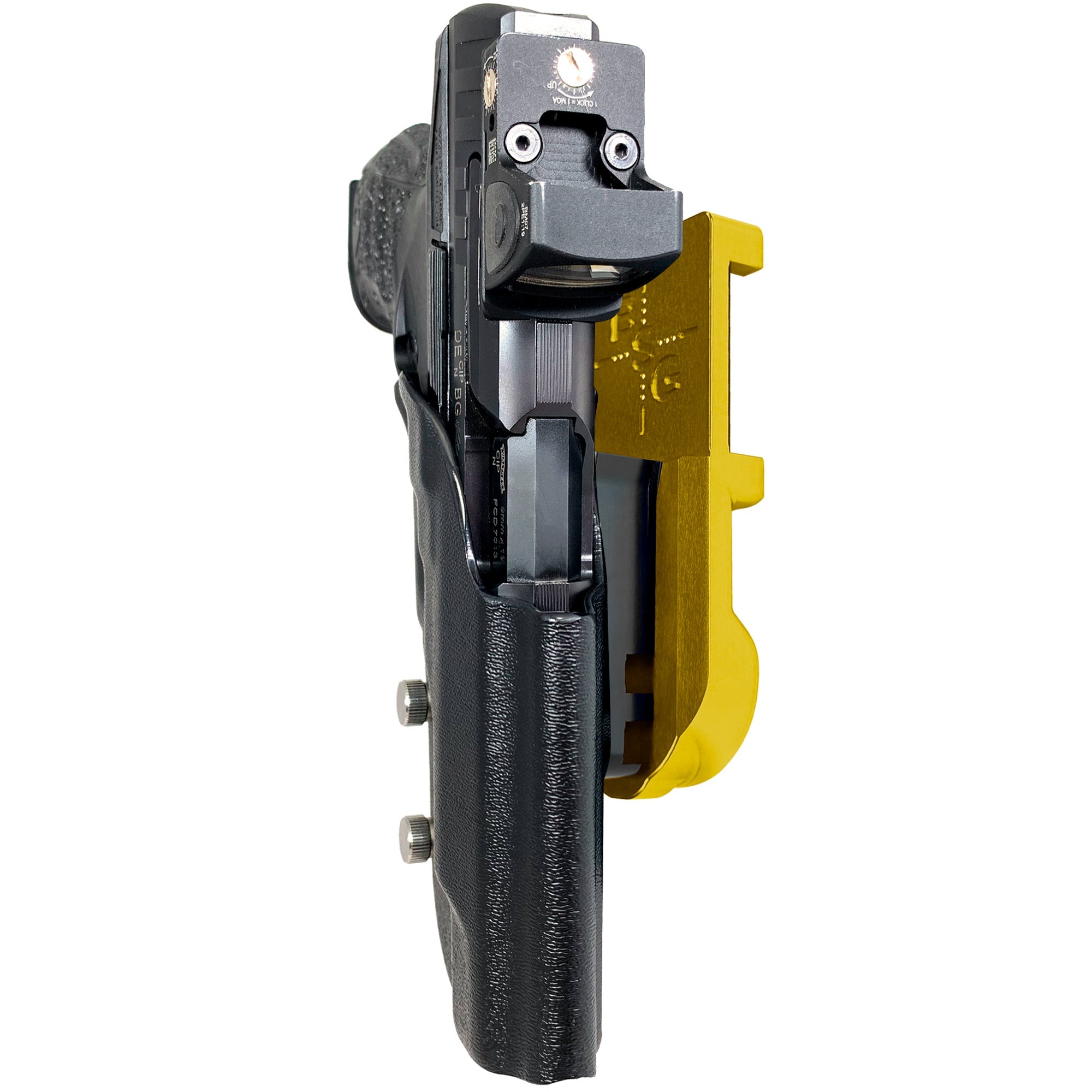 Walther Q5 Match Polymer IPSC/USPA Quick Mount Holster with 24K Gold Belt Attachment, Black Holster Shell