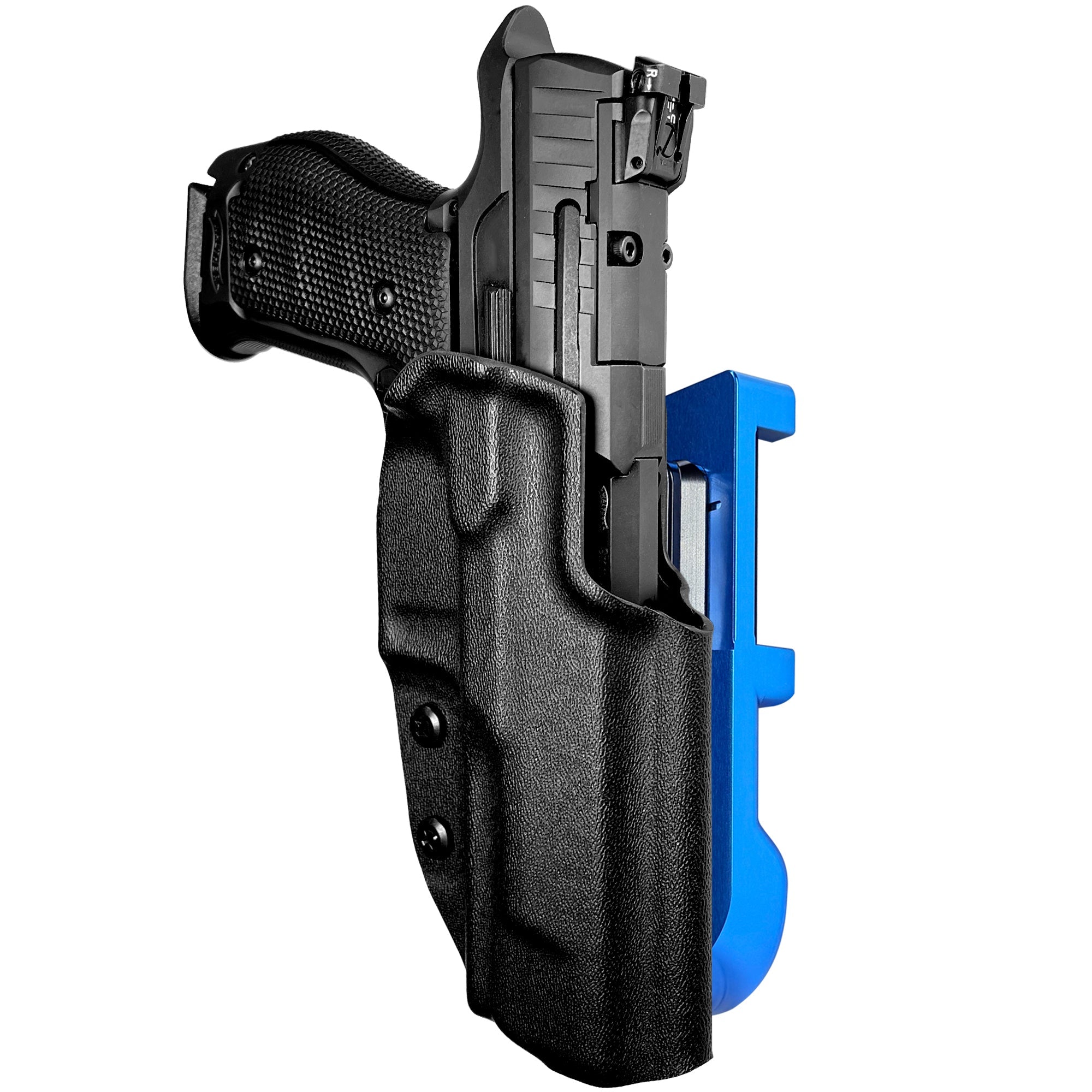 Walther Q5 Match SF IDPA Quick Mount Holster with Blue Belt Attachment, Black Holster Shell