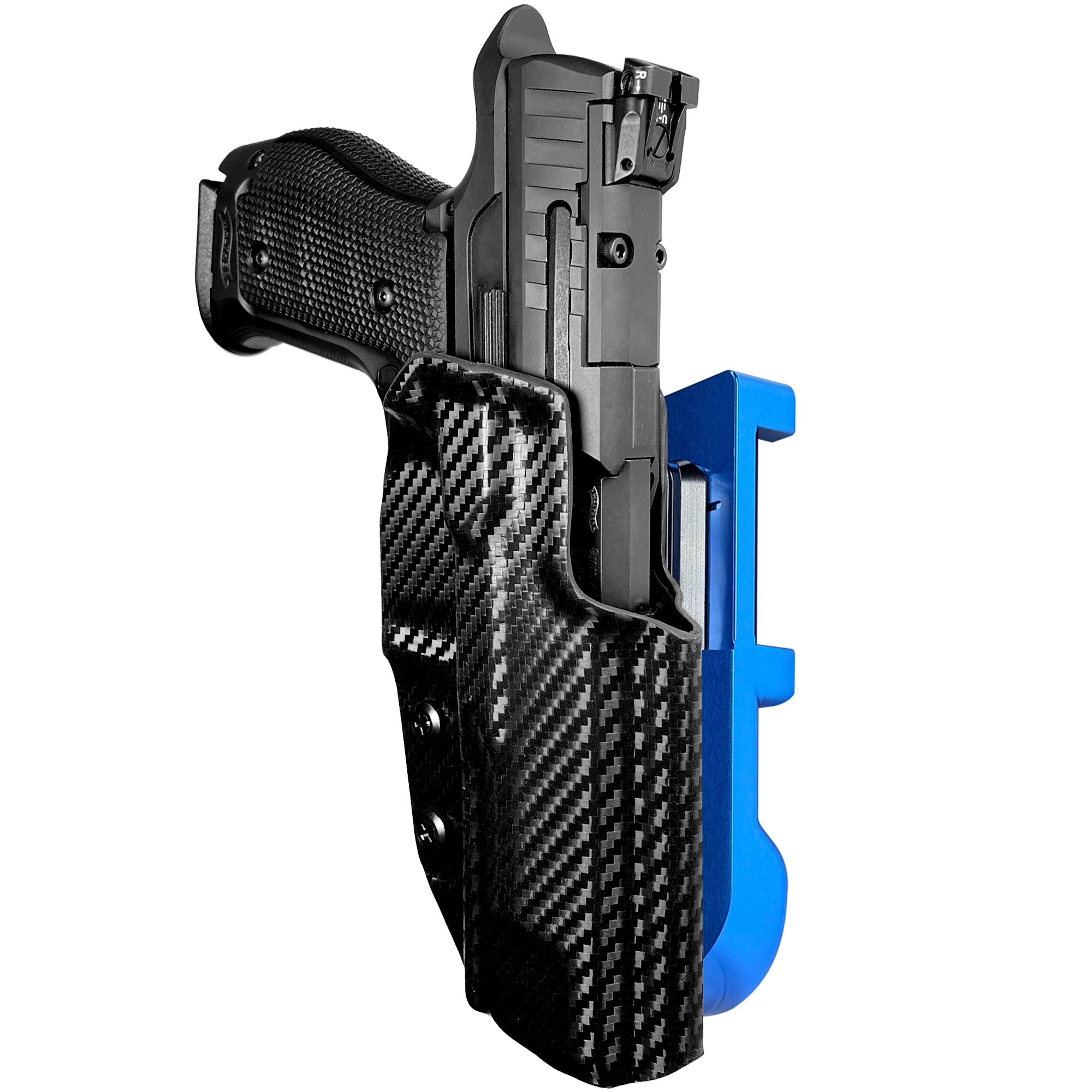 Walther Q5 Match SF IDPA Quick Mount Holster with Blue Belt Attachment, Carbon Fiber Holster Shell