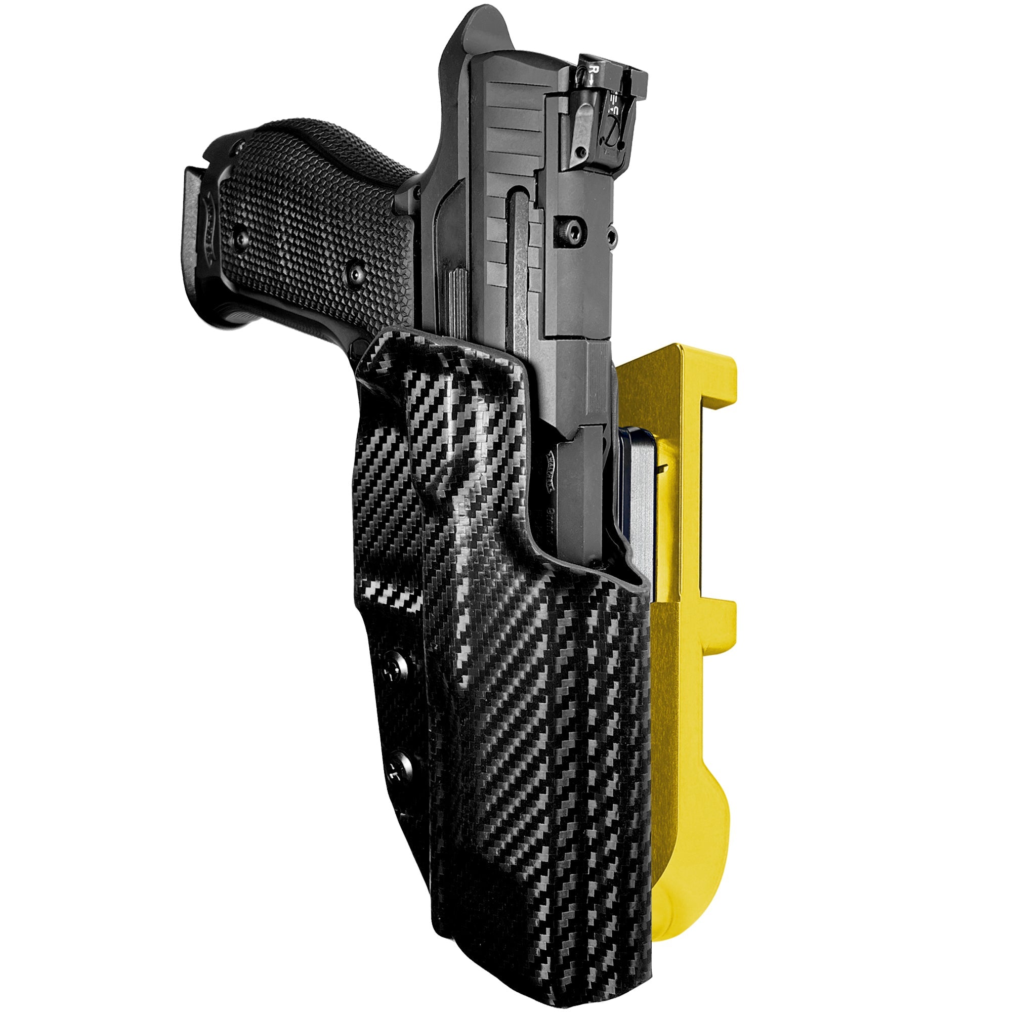 Walther Q5 Match SF IDPA Quick Mount Holster with 24K Gold Belt Attachment, Carbon Fiber Holster Shell