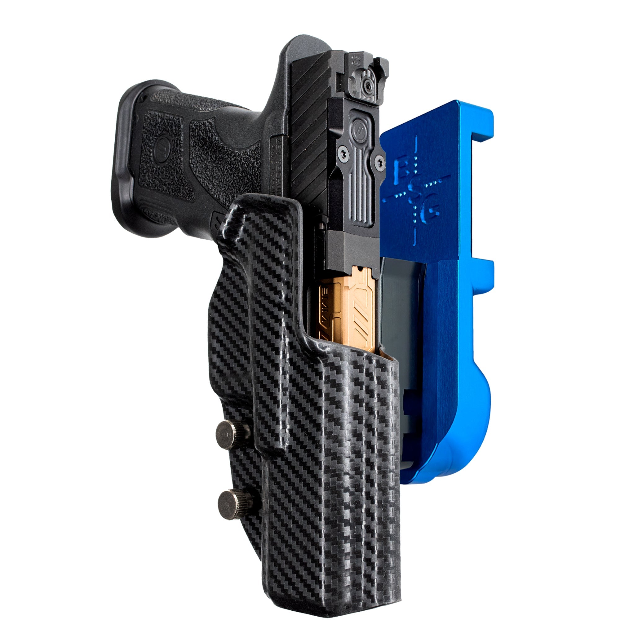 ZEV OZ9 4.48'' IPSC/USPA Quick Mount Holster with Blue Belt Attachment, Carbon Fiber Holster Shell
