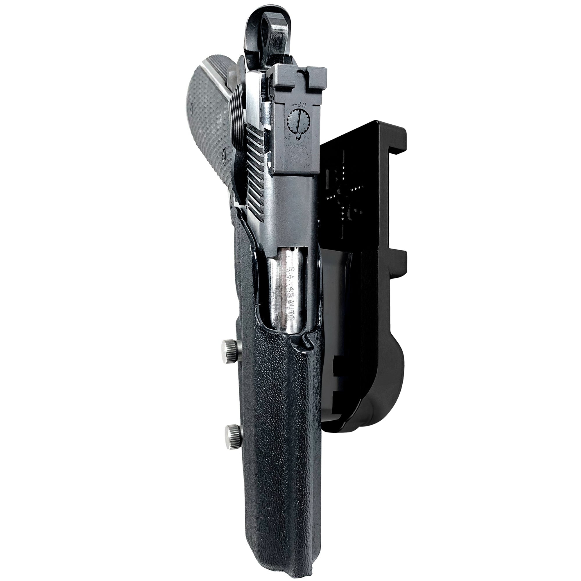1911 5in IPSC/USPA Quick Mount Holster with Black Belt Attachment, Black Holster Shell