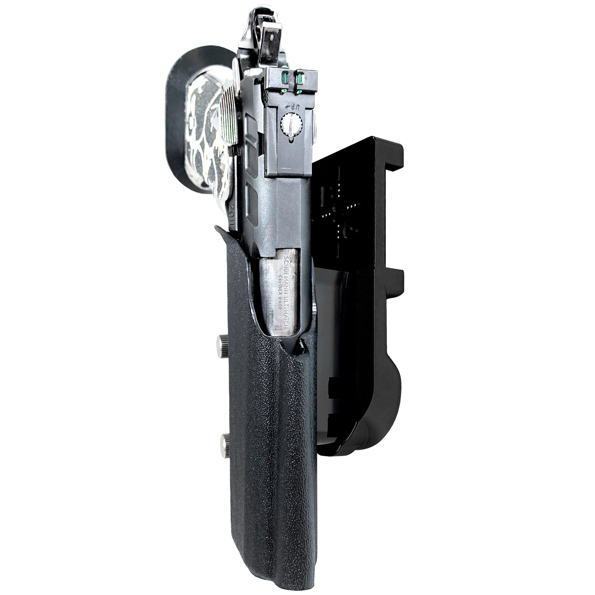 2011 5in w/ Rail IPSC/USPA Quick Mount Holster with Black Belt Attachment, Black Holster Shell