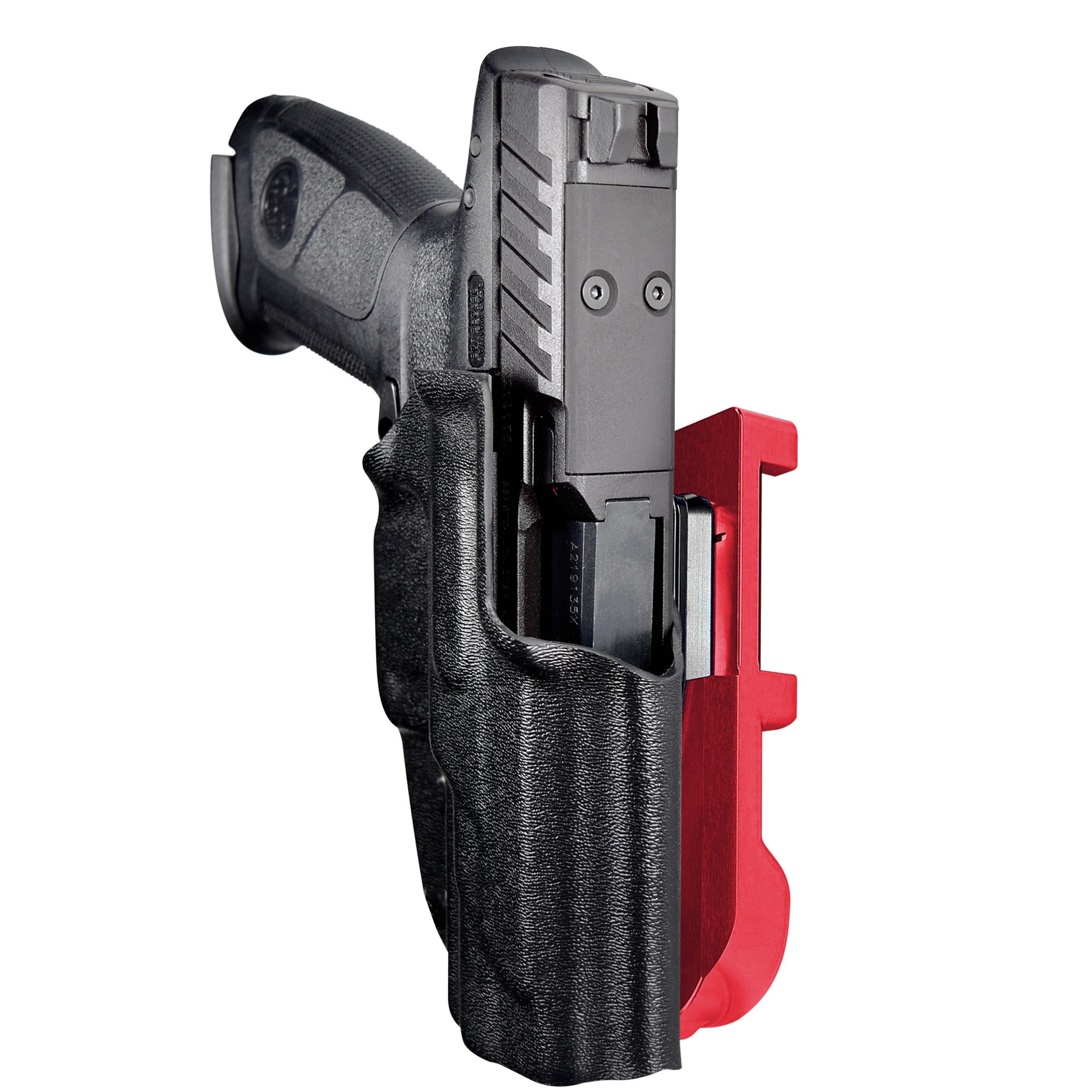 Beretta APX A1 FS IDPA Quick Mount Holster with Red Belt Attachment, Black Holster Shell