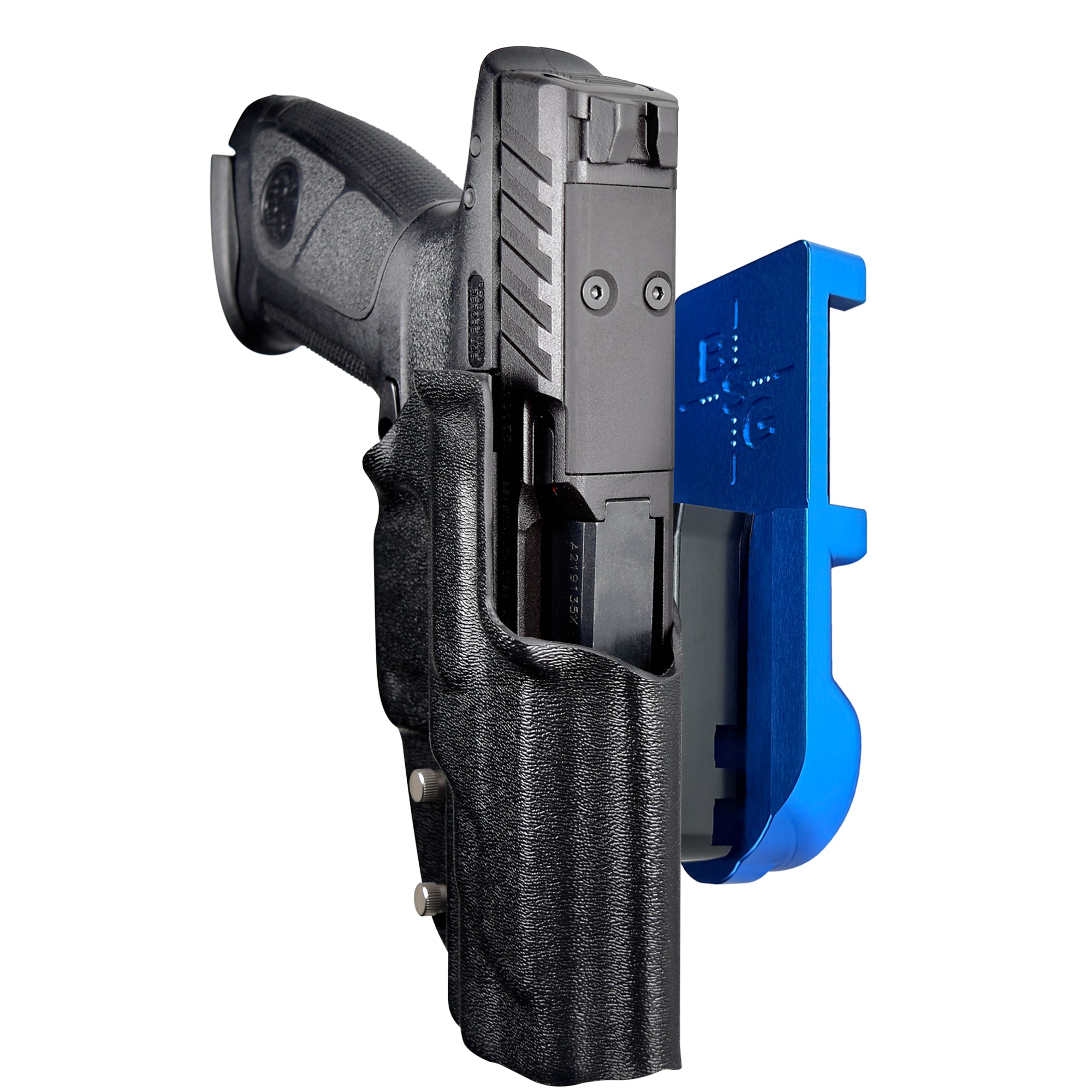 Beretta APX A1 FS IPSC/USPA Quick Mount Holster with Blue Belt Attachment, Black Holster Shell