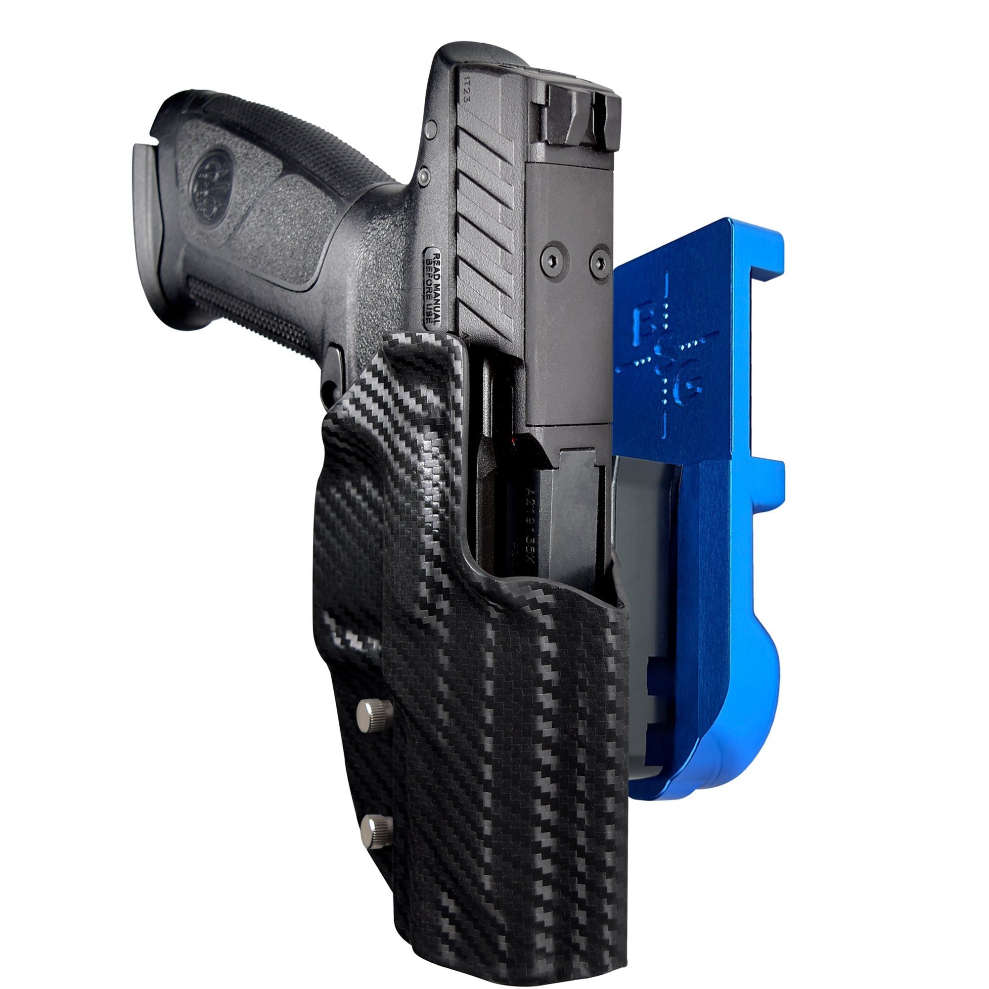 Beretta APX A1 FS IPSC/USPA Quick Mount Holster with Blue Belt Attachment, Carbon Fiber Holster Shell