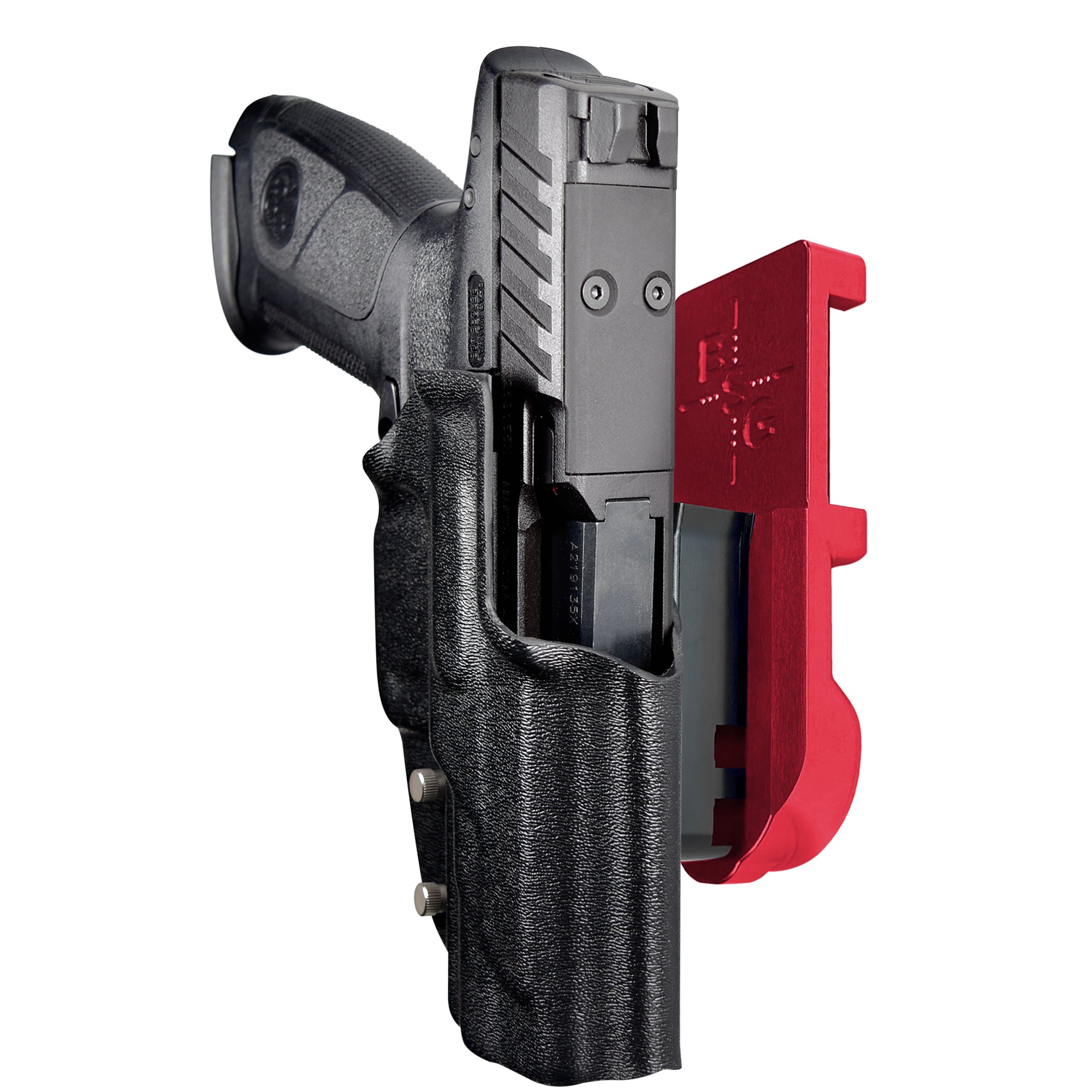 Beretta APX A1 FS IPSC/USPA Quick Mount Holster with Red Belt Attachment, Black Holster Shell