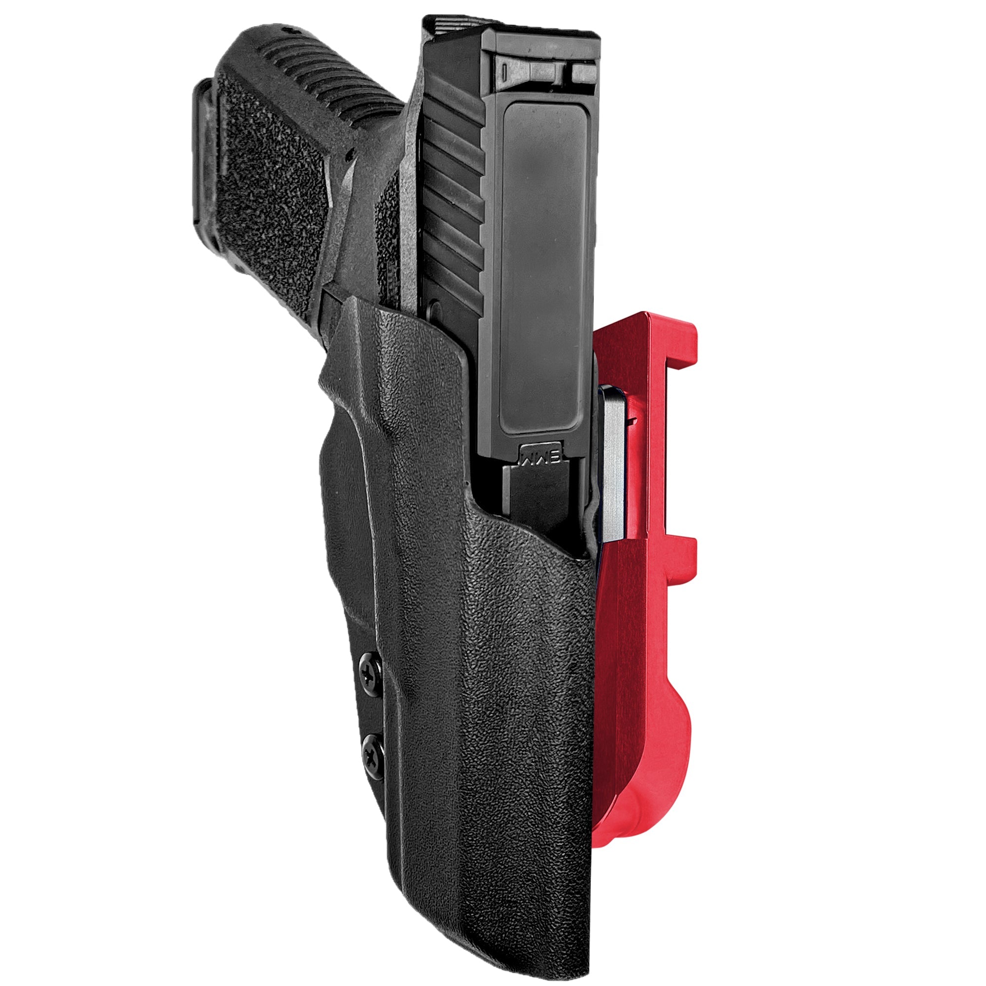 Anderson Kiger 9C IDPA Quick Mount Holster with Red Belt Attachment, Black Holster Shell