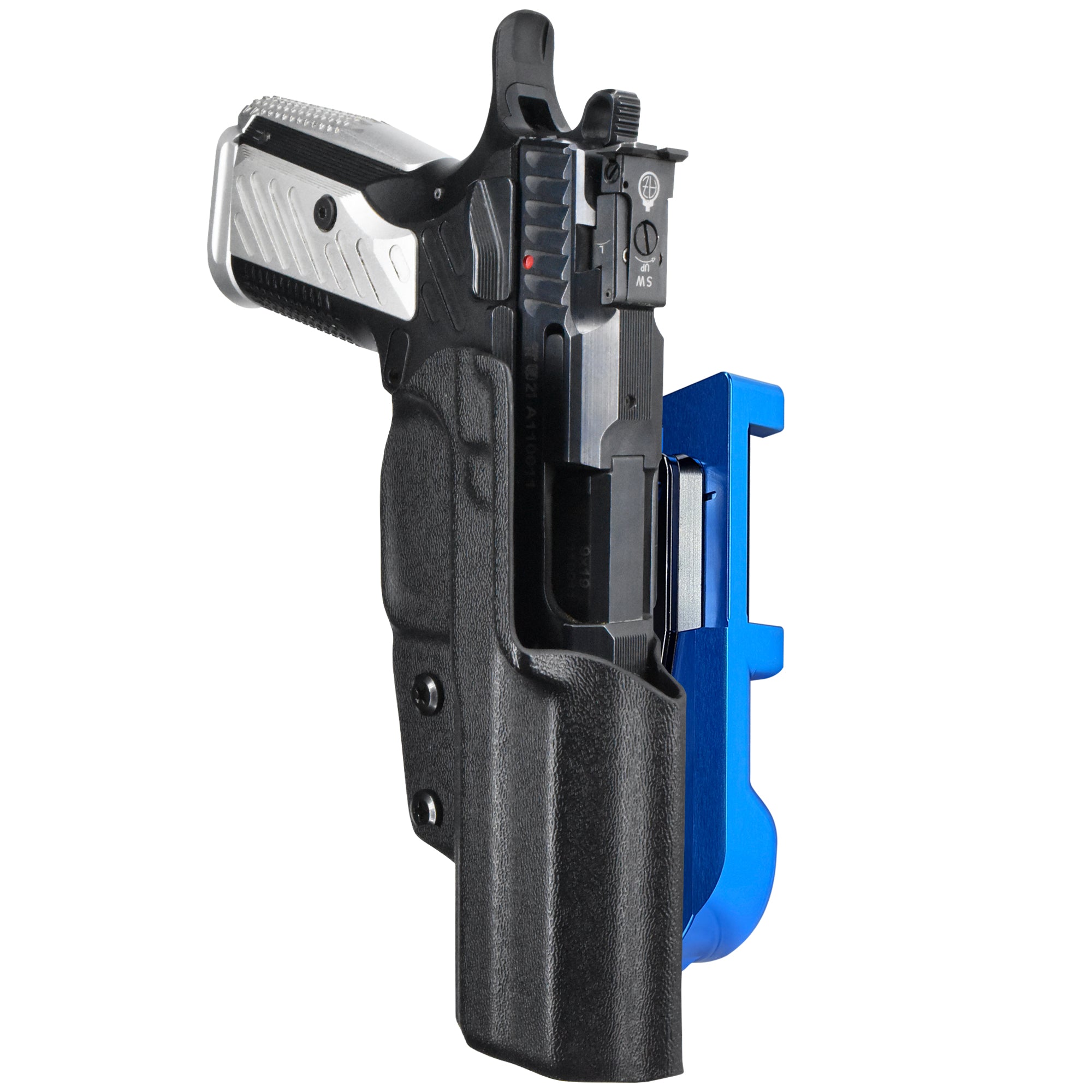 Arma Zeka AZ-P1 IDPA Quick Mount Holster with Blue Belt Attachment, Black Holster Shell