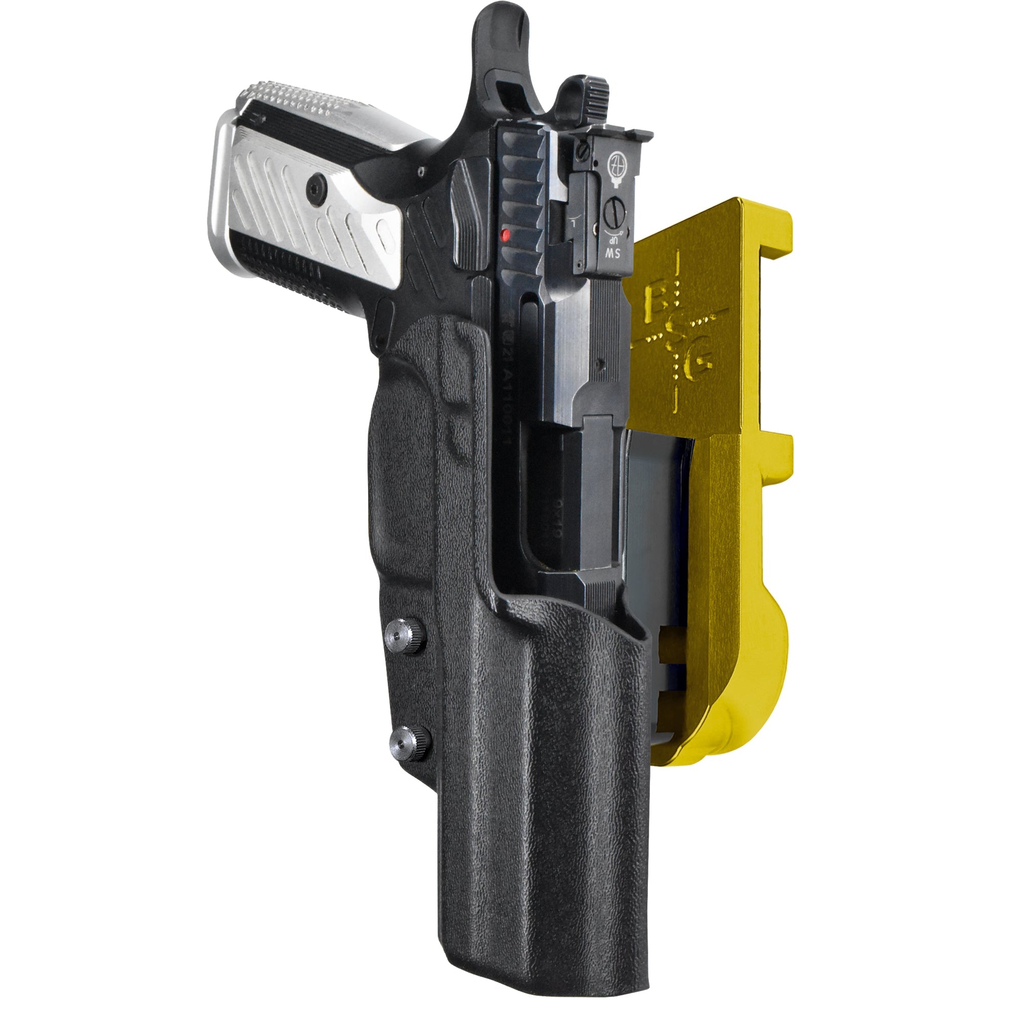Arma Zeka AZ-P1 IPSC/USPA Quick Mount Holster with 24K Gold Belt Attachment, Black Holster Shell