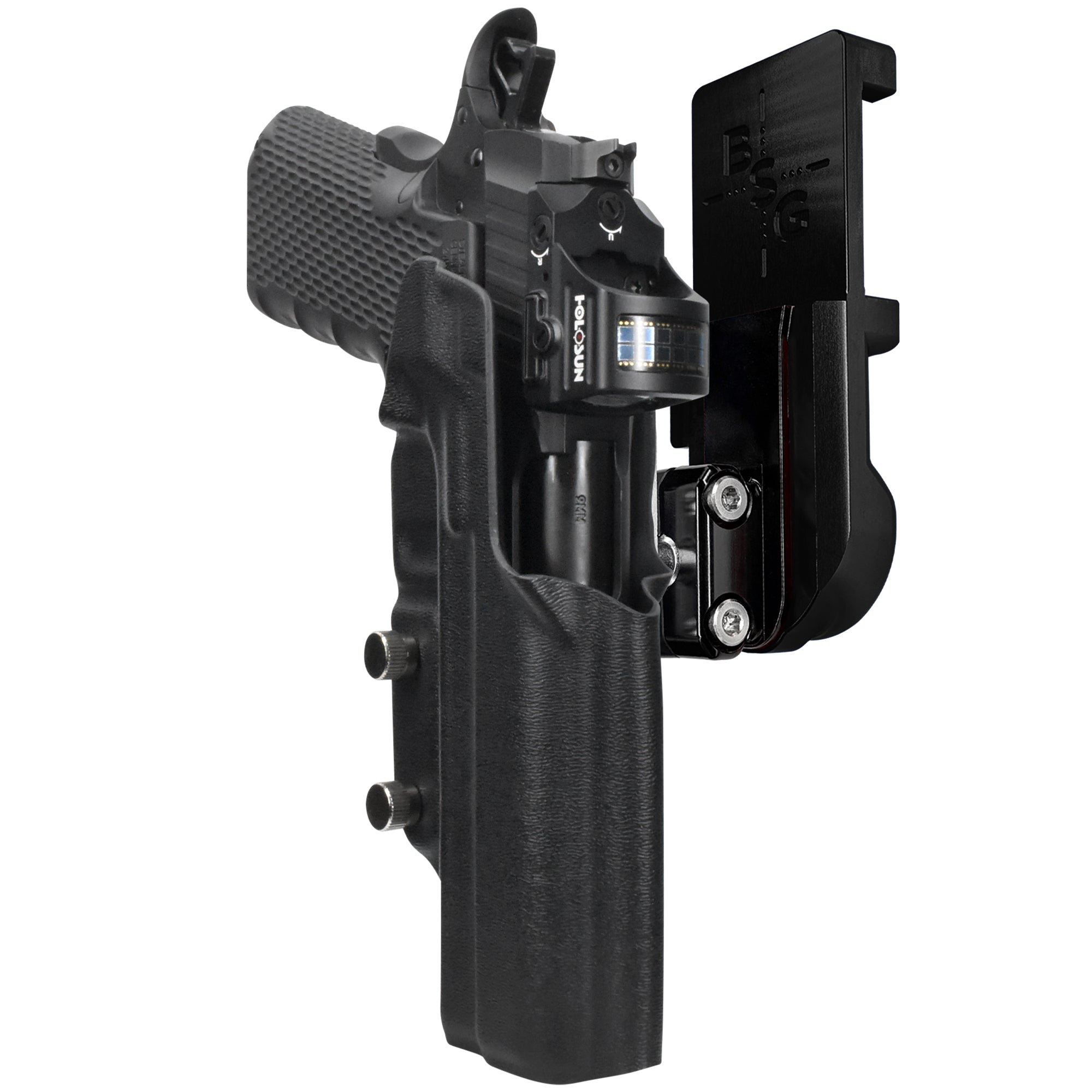 1911 Platypus IPSC/USPA Quick Mount Ball Joint Holster with Black Belt Attachment, Black Holster Shell