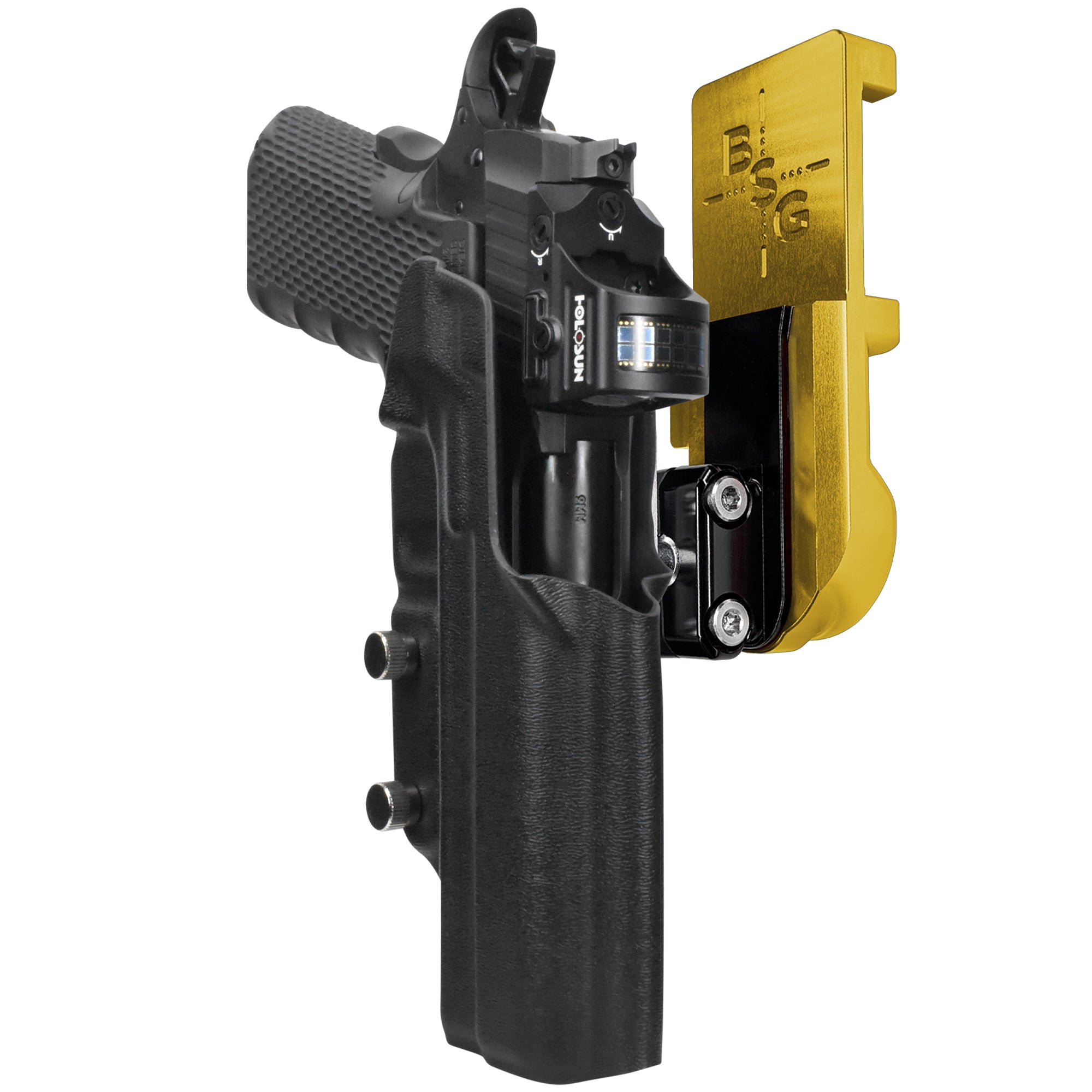 1911 Platypus IPSC/USPA Quick Mount Ball Joint Holster with 24K Gold Belt Attachment, Black Holster Shell