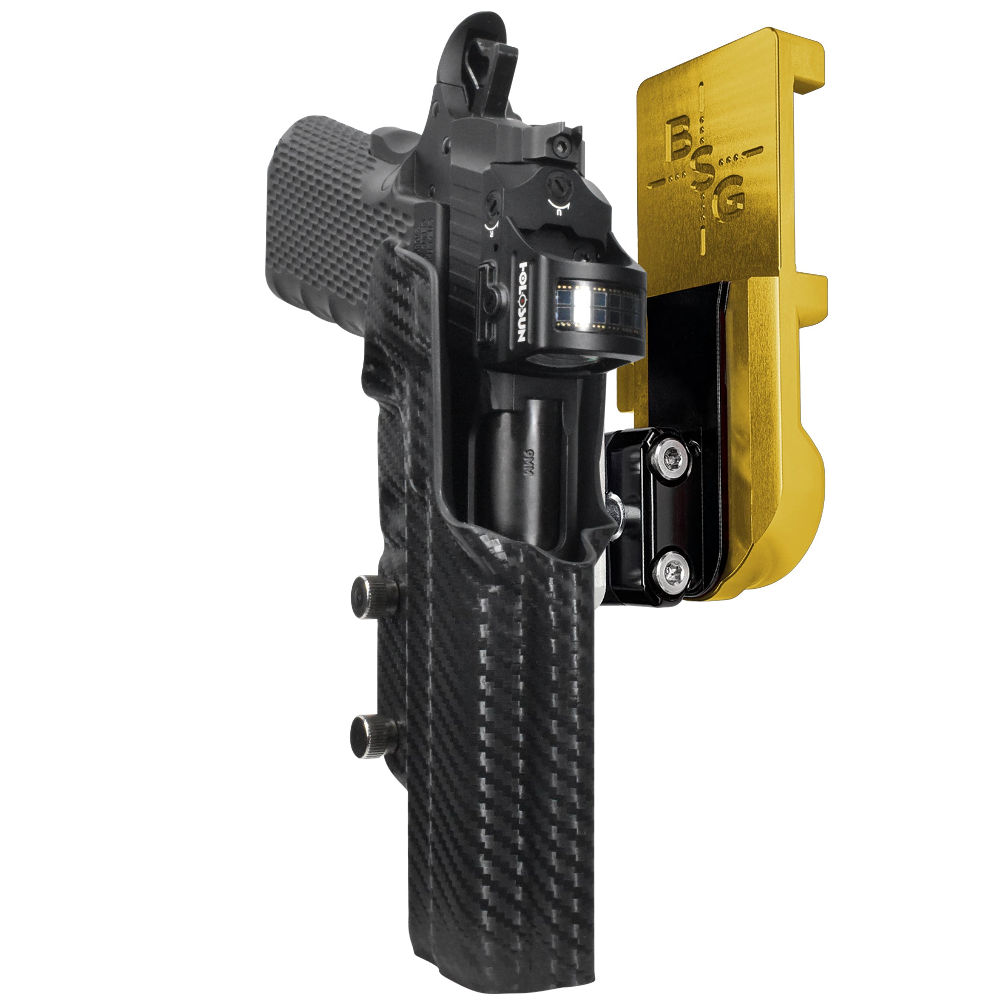 1911 Platypus IPSC/USPA Quick Mount Ball Joint Holster with 24K Gold Belt Attachment, Carbon Fiber Holster Shell