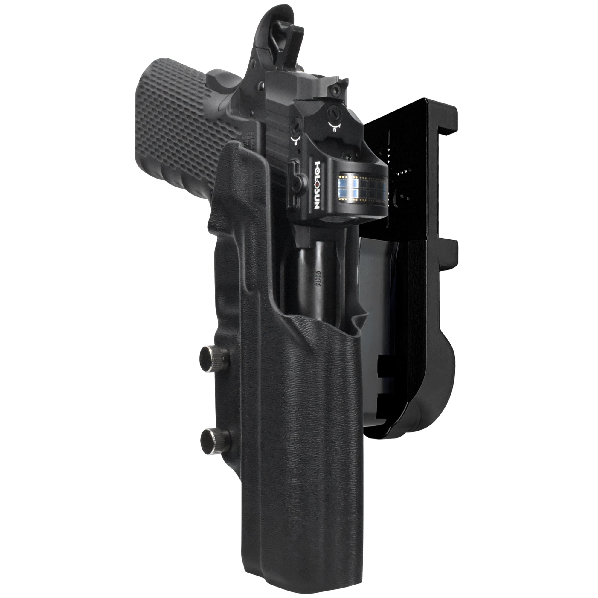 1911 Platypus IPSC/USPA Quick Mount Holster with Black Belt Attachment, Black Holster Shell