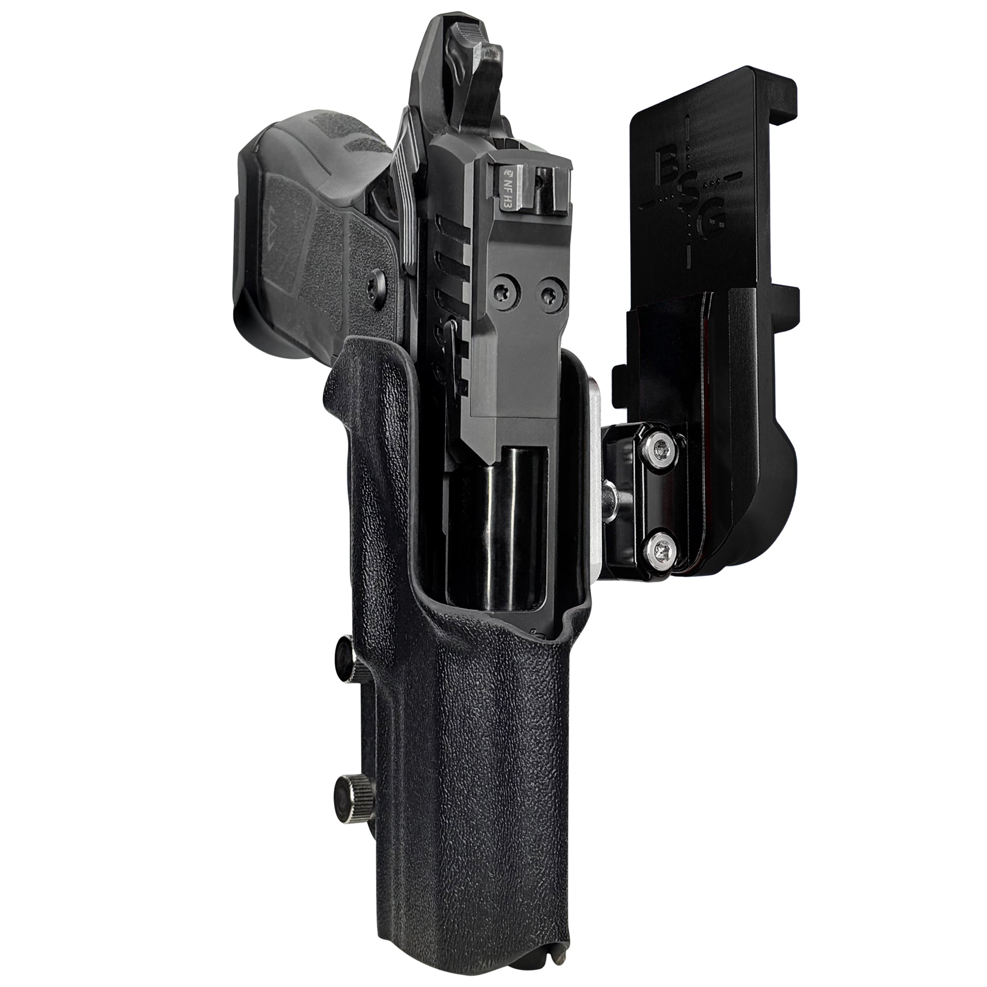 OA Defense 2311 Compact Pro Elite IPSC/USPA Quick Mount Ball Joint Holster with Black Belt Attachment, Black Holster Shell