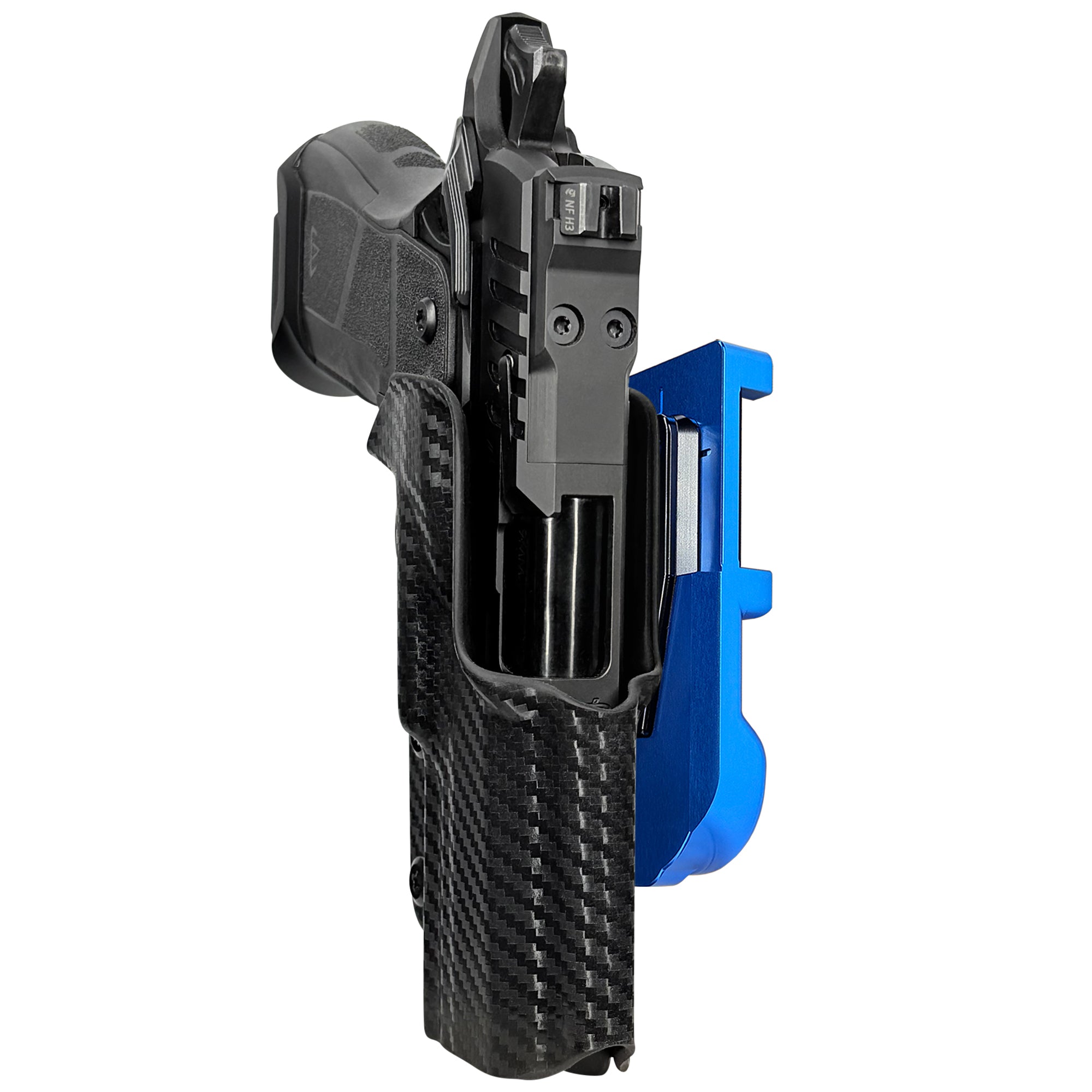 OA Defense 2311 Compact Pro Elite IDPA Quick Mount Holster with Blue Belt Attachment, Carbon Fiber Holster Shell