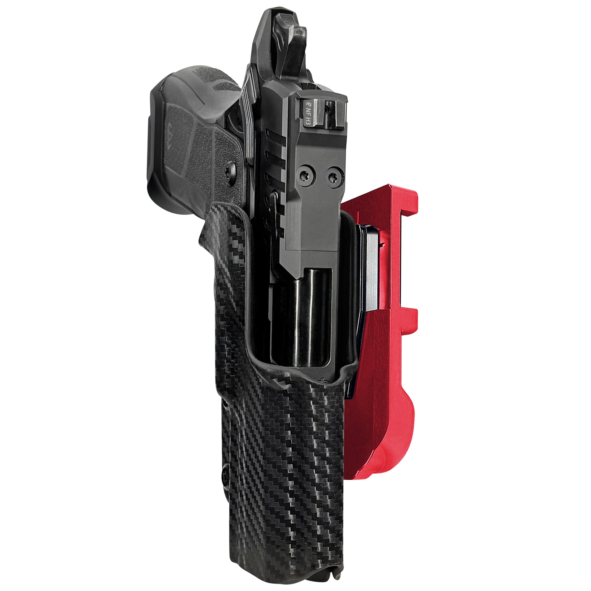 OA Defense 2311 Compact Pro Elite IDPA Quick Mount Holster with Red Belt Attachment, Carbon Fiber Holster Shell