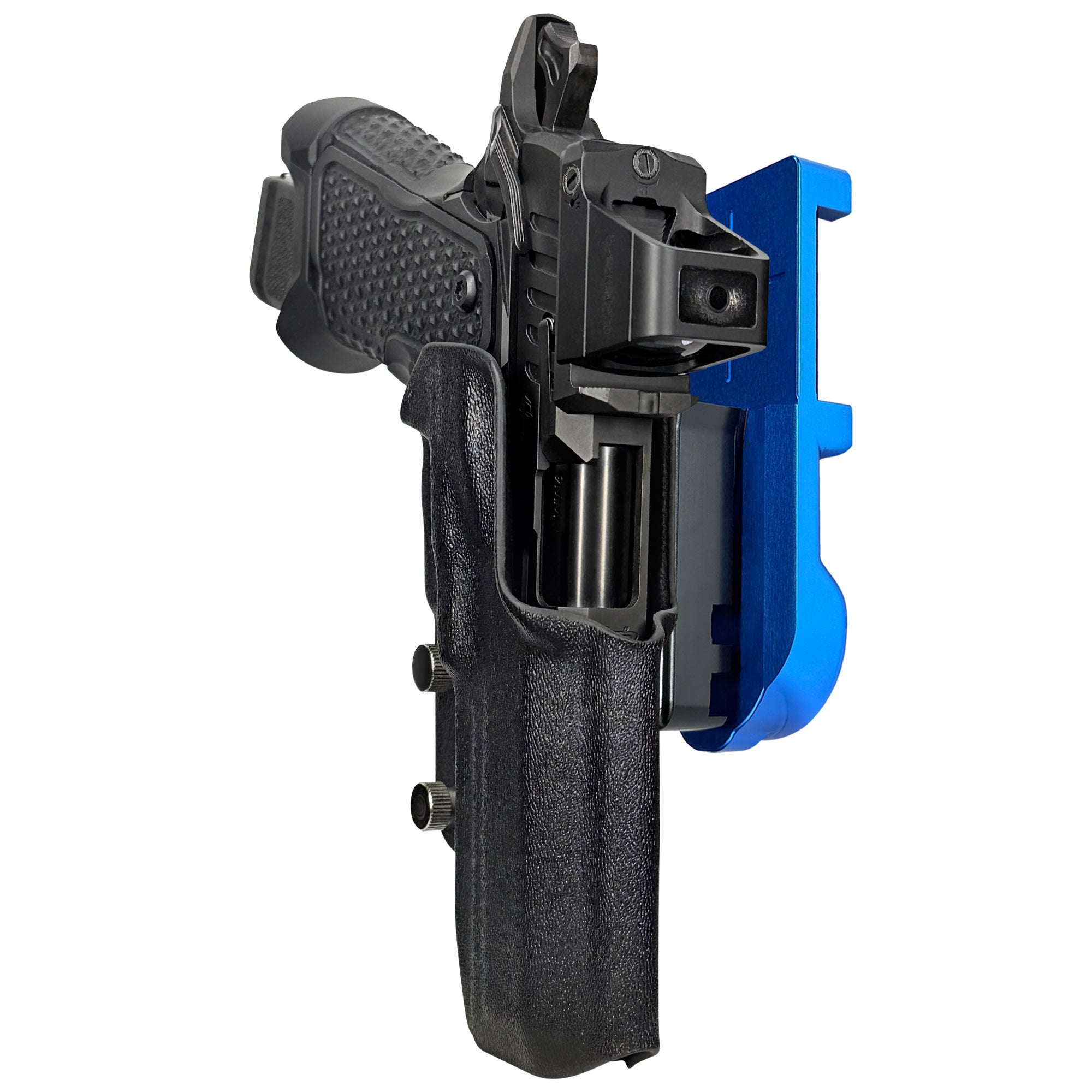 OA Defense 2311 Pro Elite IPSC/USPA Quick Mount Holster with Blue Belt Attachment, Black Holster Shell