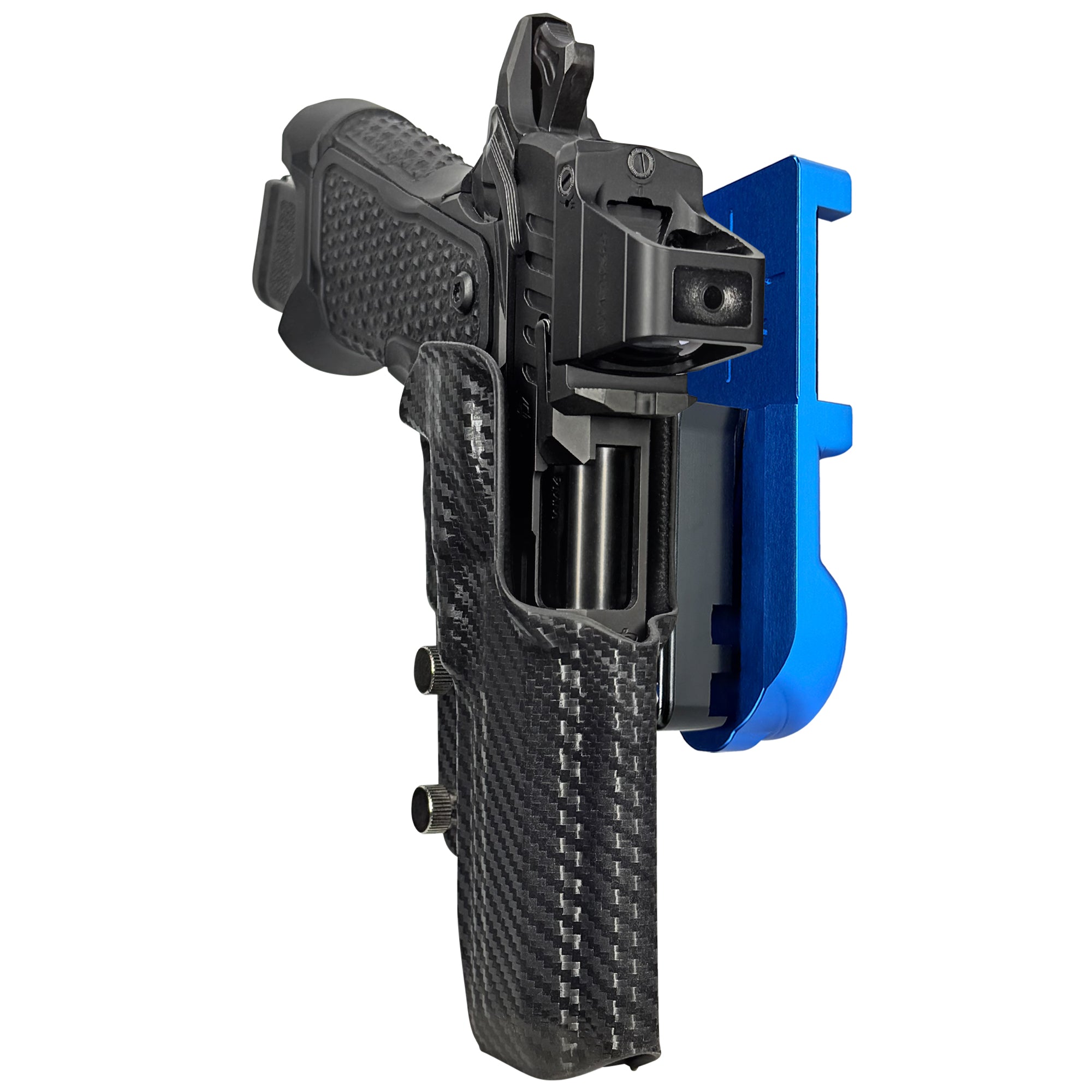 OA Defense 2311 Pro Elite IPSC/USPA Quick Mount Holster with Blue Belt Attachment, Carbon Fiber Holster Shell