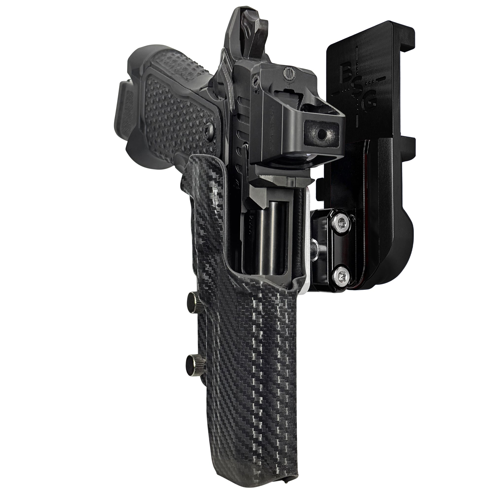 OA Defense 2311 Pro Elite IPSC/USPA Quick Mount Ball Joint Holster with Black Belt Attachment, Carbon Fiber Holster Shell
