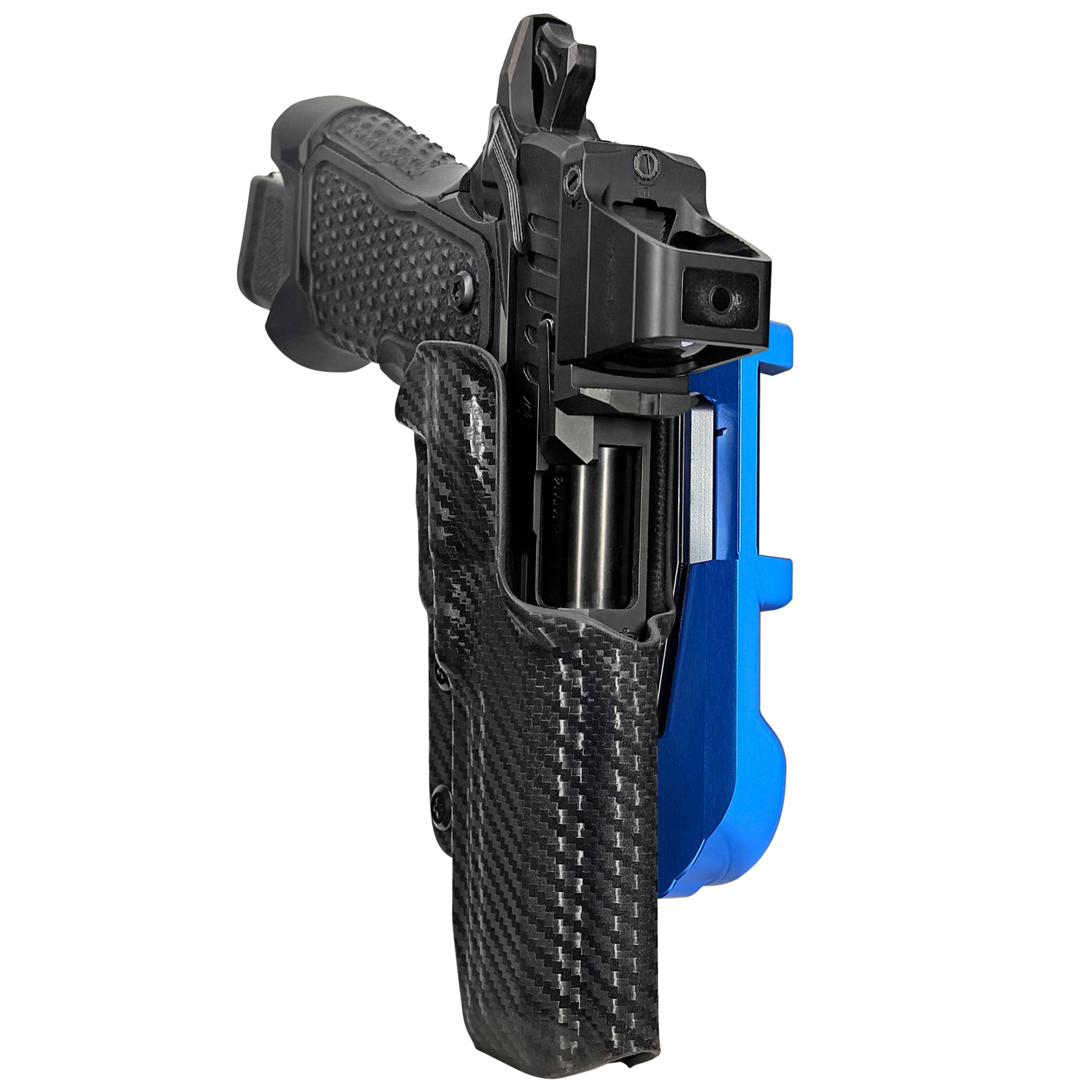 OA Defense 2311 Pro Elite IDPA Quick Mount Holster with Blue Belt Attachment, Carbon Fiber Holster Shell