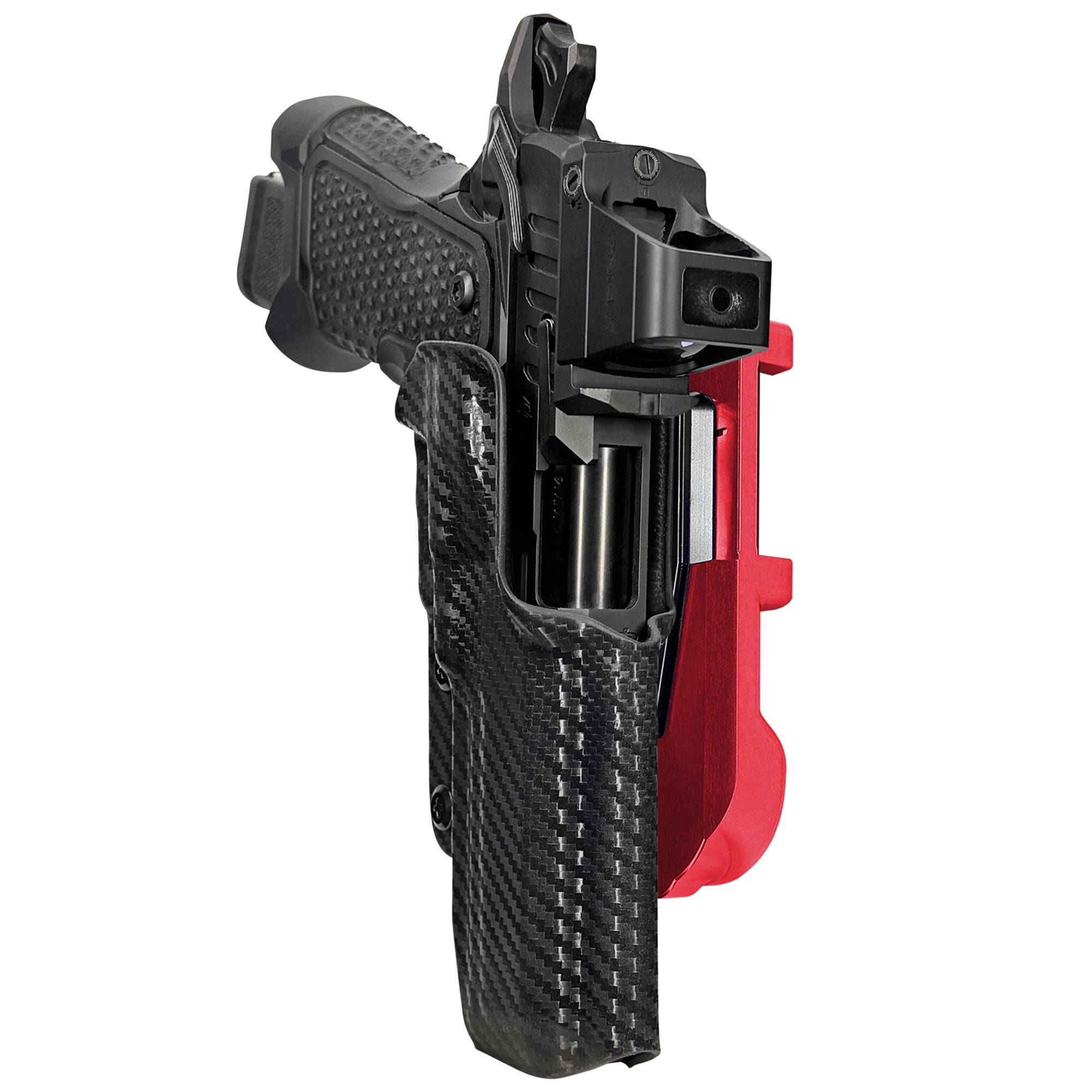 OA Defense 2311 Pro Elite IDPA Quick Mount Holster with Red Belt Attachment, Carbon Fiber Holster Shell