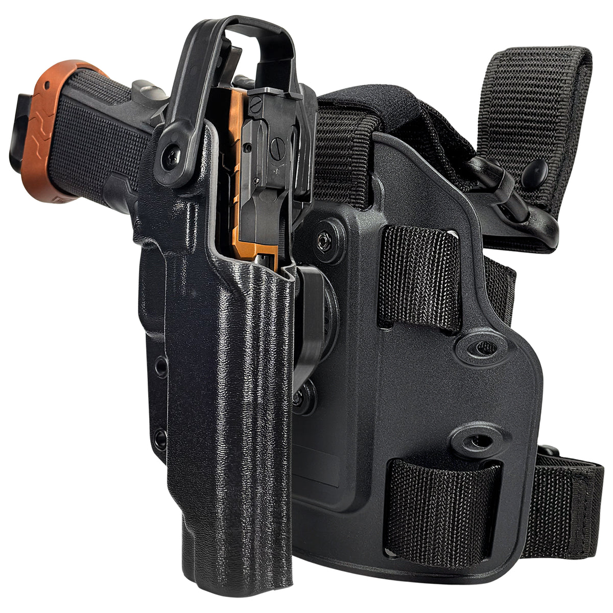 Level II Duty Drop Leg Holster for Kimber 2K11 Tapered Trigger Guard in Black