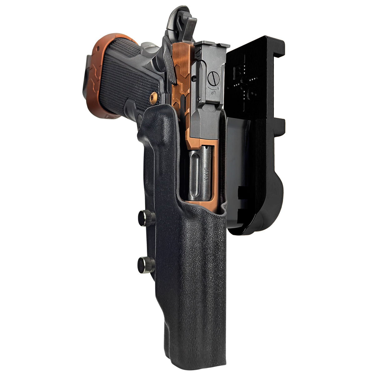 Kimber 2K11 Tapered Trigger Guard IPSC/USPSA Quick Mount Holster with Black Belt Attachment, Black Holster Shell