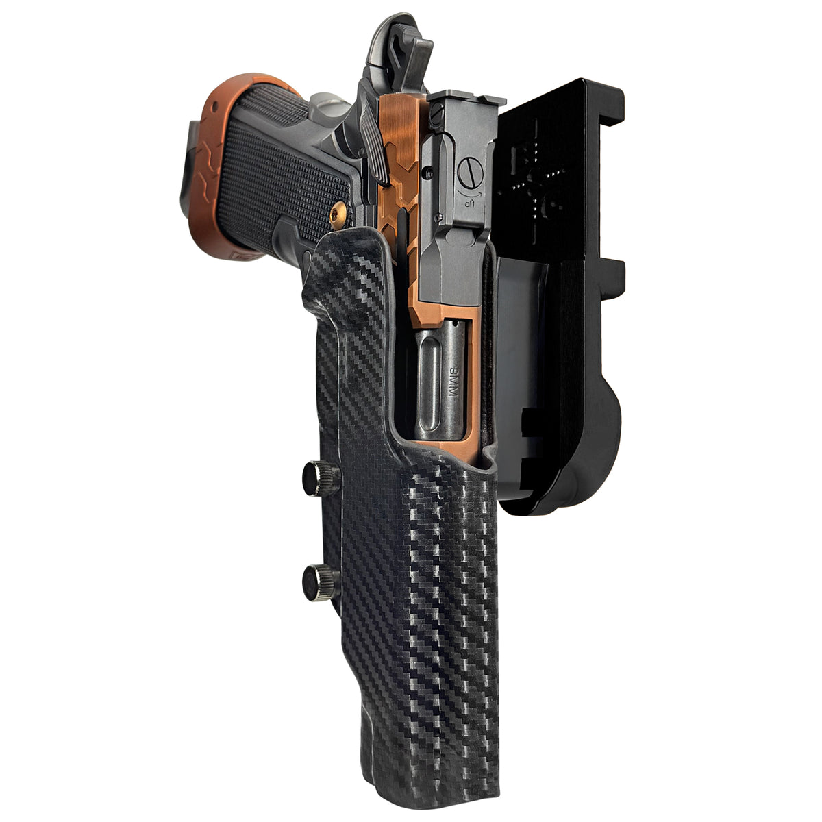 Kimber 2K11 Tapered Trigger Guard IPSC/USPSA Quick Mount Holster with Black Belt Attachment, Carbon Fiber Holster Shell
