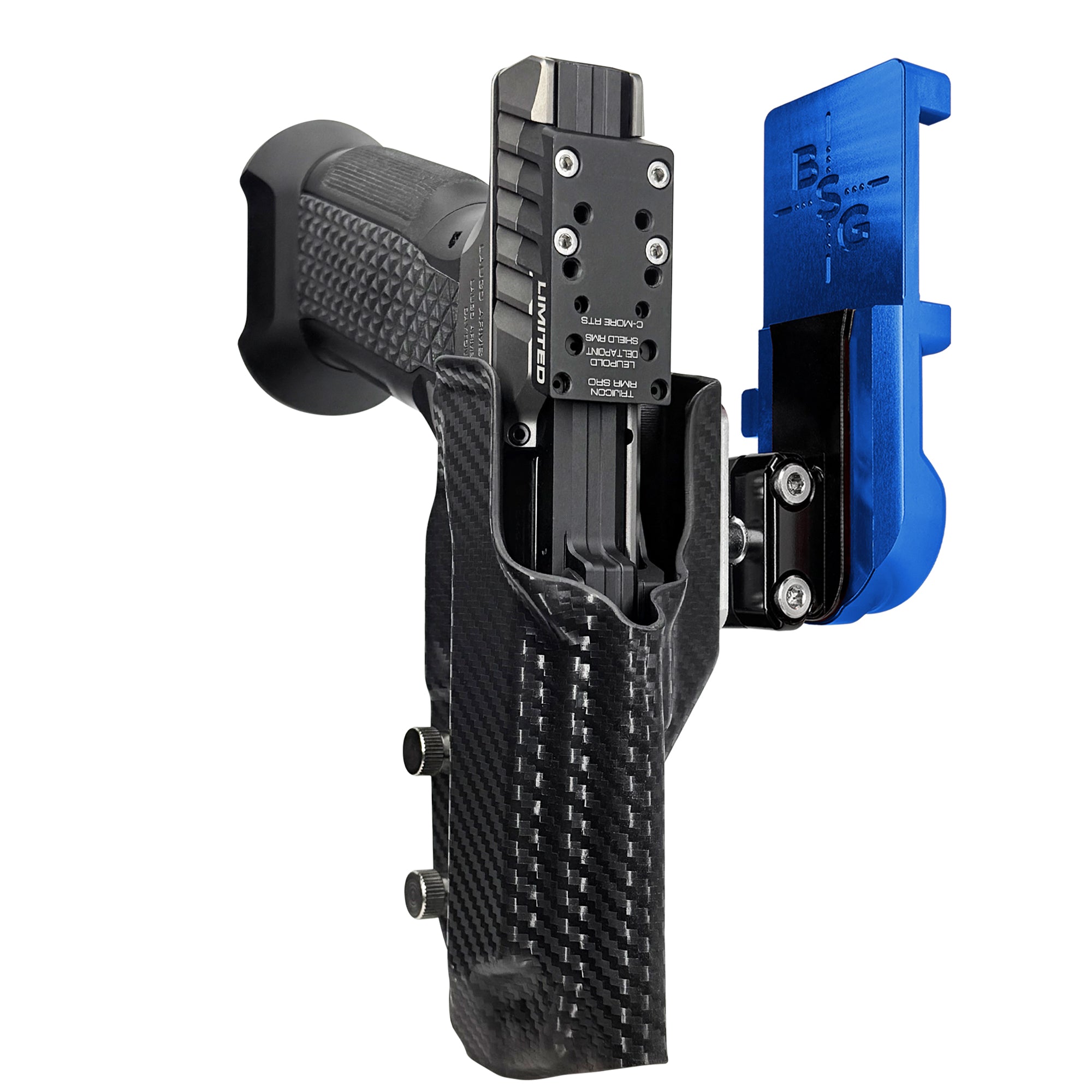 Laugo Arms Alien Creator Limited Optics IPSC/USPA Quick Mount Ball Joint Holster with Black Belt Attachment, Black Holster Shell