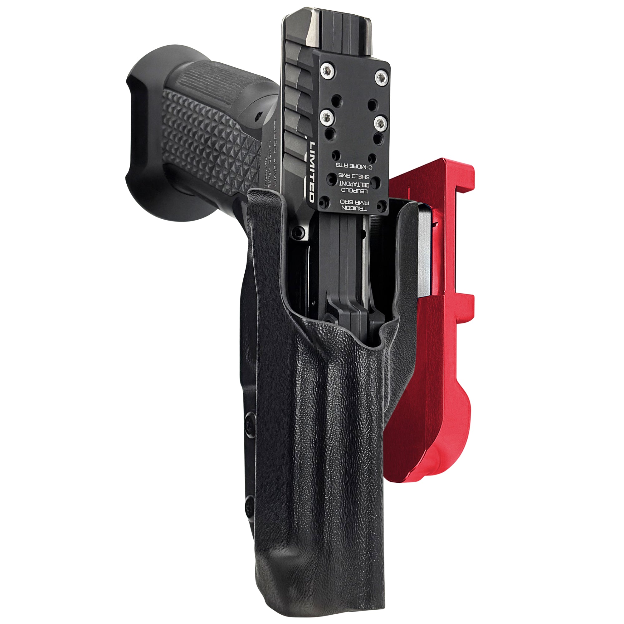 Laugo Arms Alien Creator Limited Optics IDPA Quick Mount Holster with Black Belt Attachment, Black Holster Shell