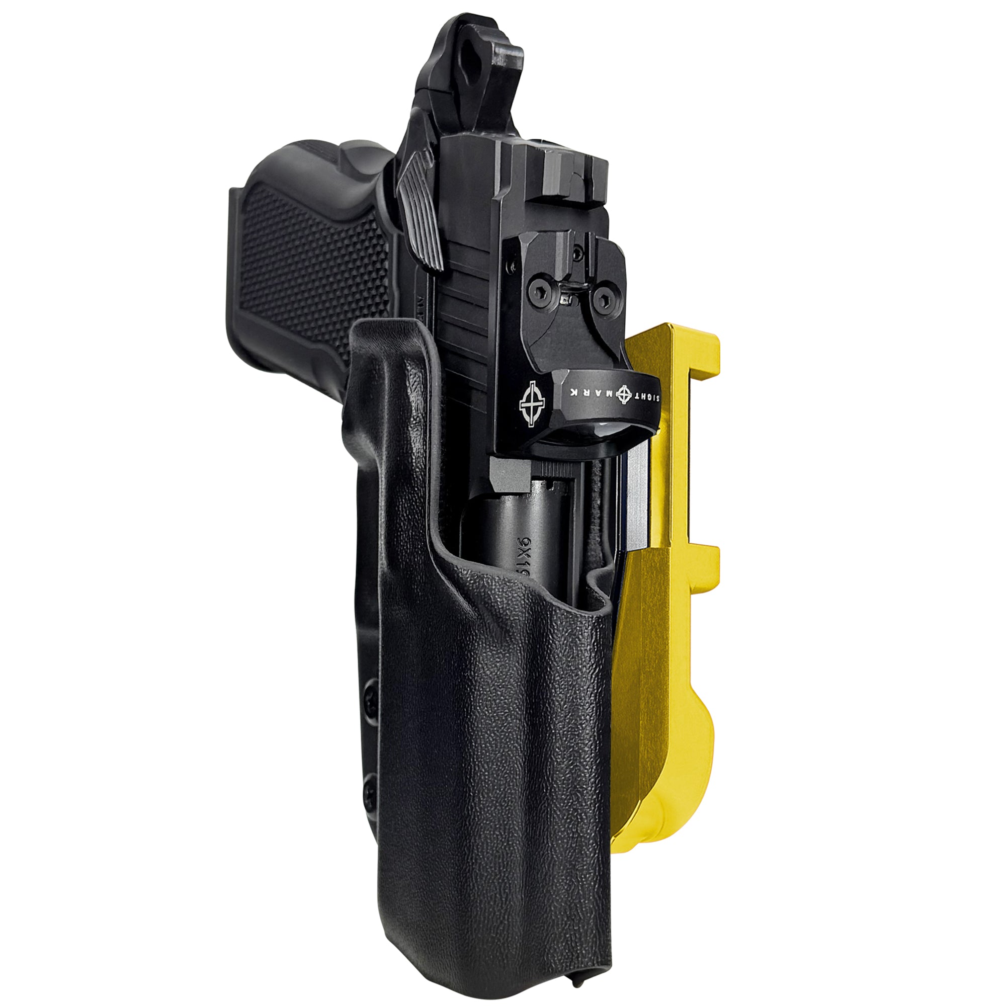 Alpha Foxtrot Attila IDPA Quick Mount Holster with 24K Gold Belt Attachment, Black Holster Shell
