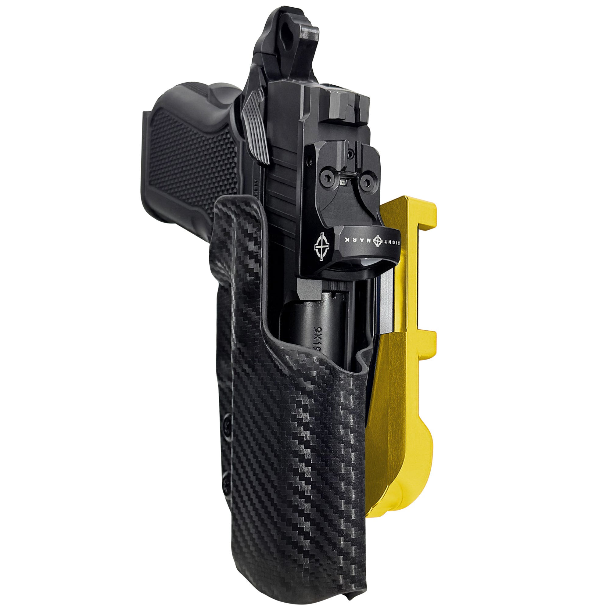 Alpha Foxtrot Attila IDPA Quick Mount Holster with 24K Gold Belt Attachment, Carbon Fiber Holster Shell