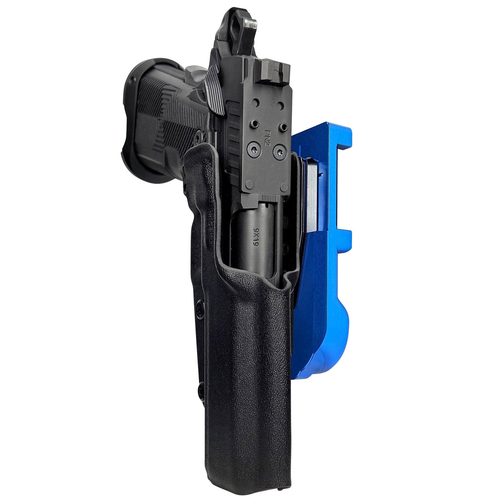 AF Romulus 4.25'' Comp IDPA Quick Mount Holster with Blue Belt Attachment, Black Holster Shell