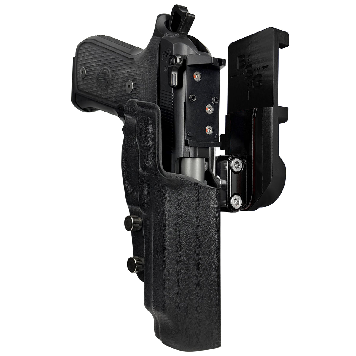 Beretta 92G Elite LTT IPSC/USPSA Quick Mount Ball Joint Holster with Black Belt Attachment, Black Holster Shell