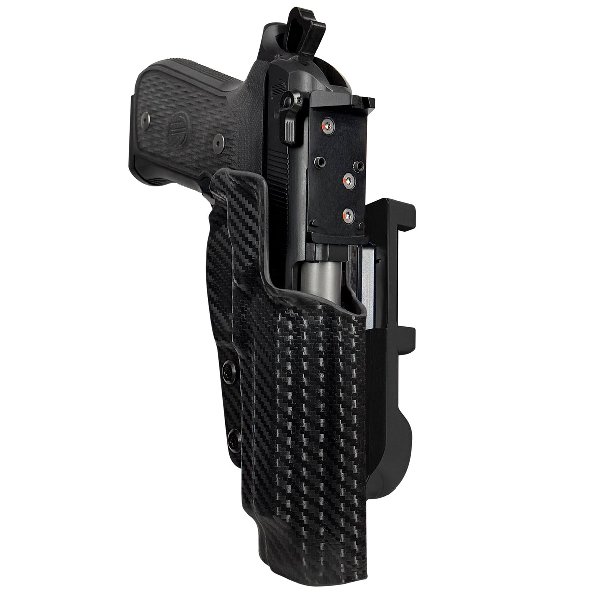 Beretta 92G Elite LTT IDPA Quick Mount Holster with Black Belt Attachment, Carbon Fiber Holster Shell